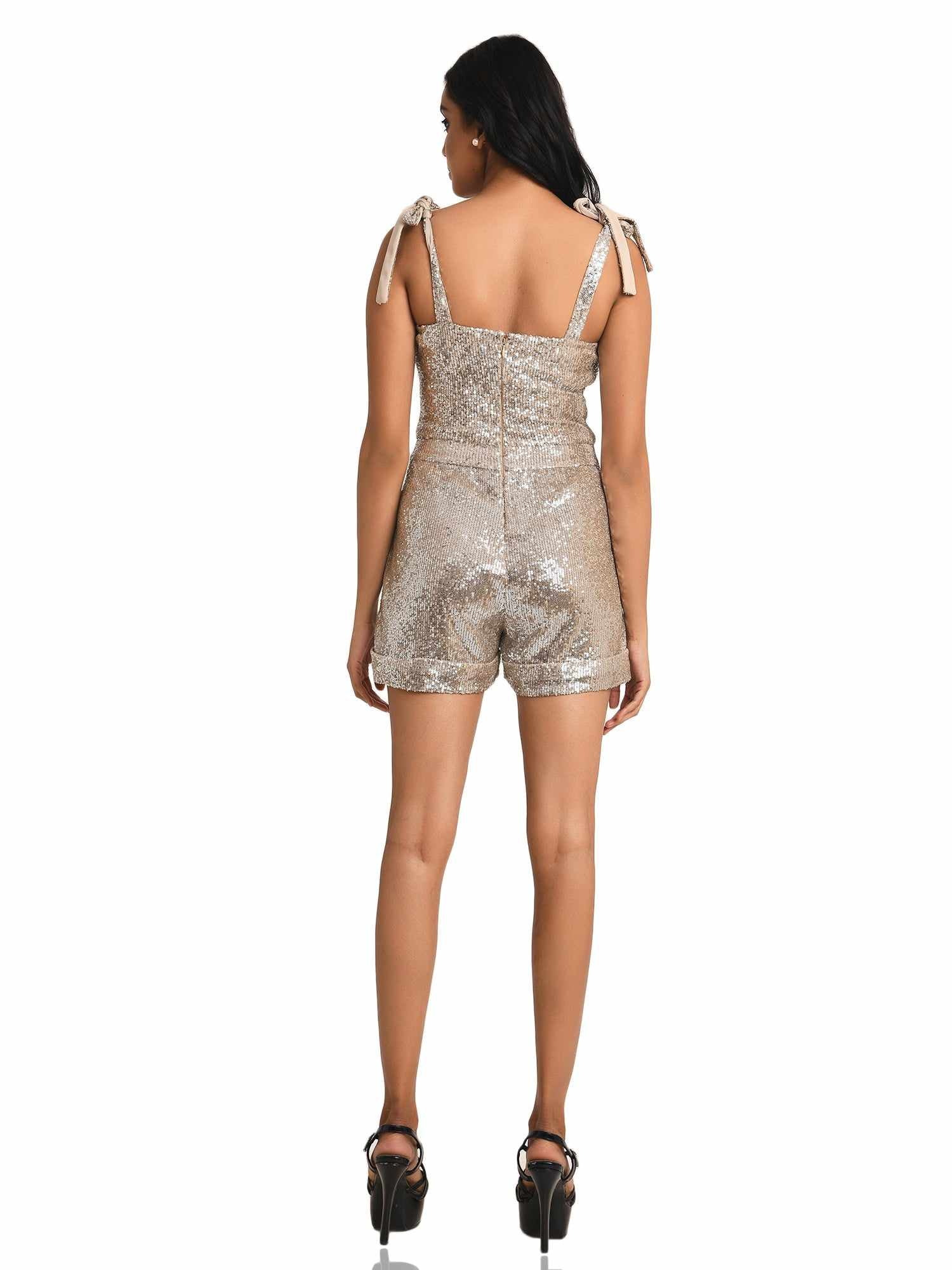 tie me sequined playsuit