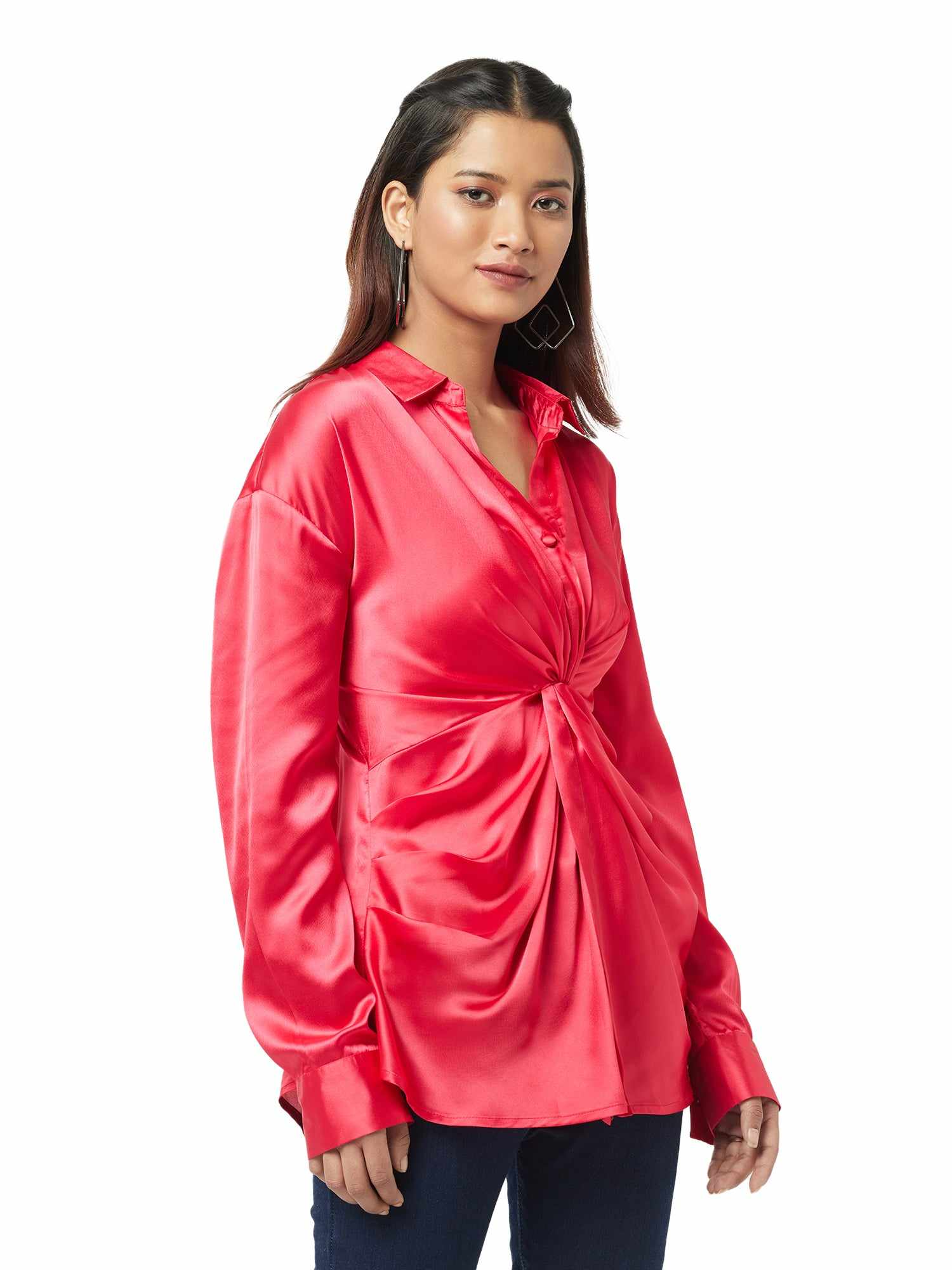 satin soft ruched shirt  