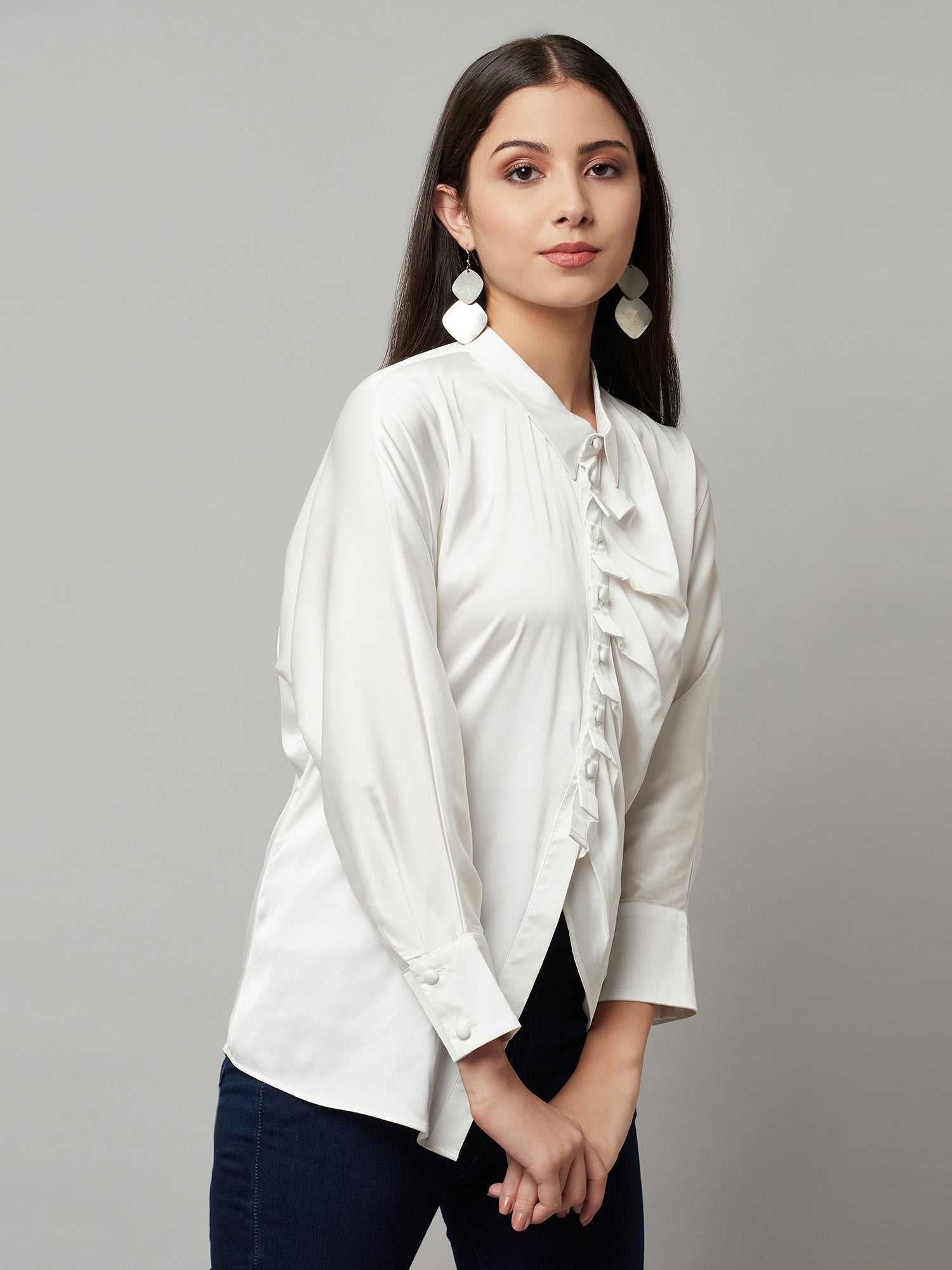 white party pleated shirt