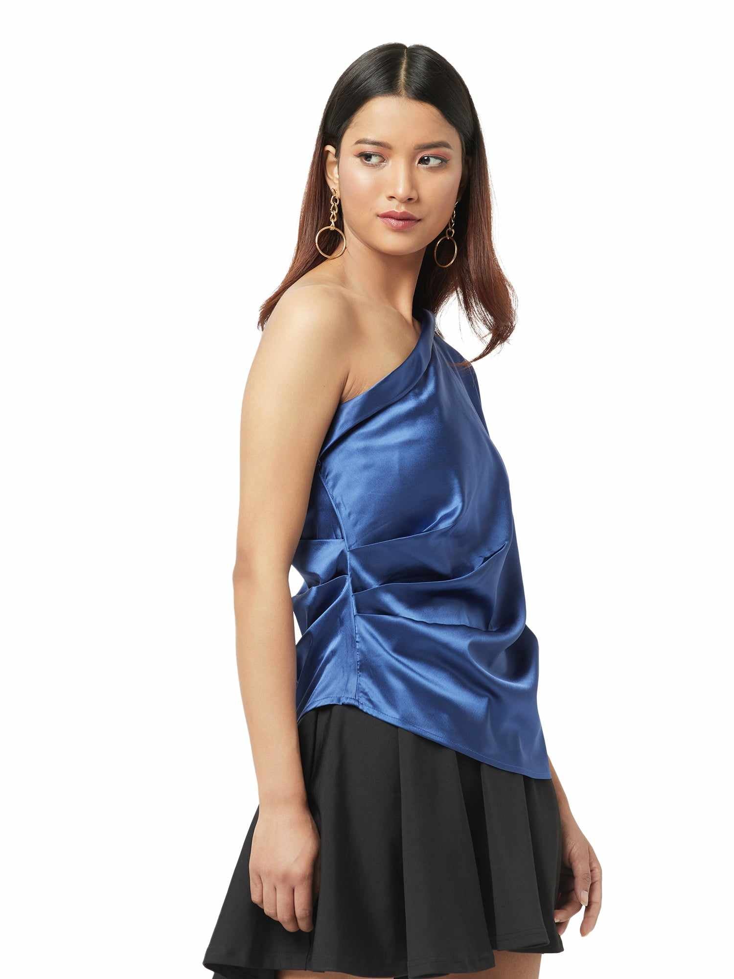 shiny satin ruched top  