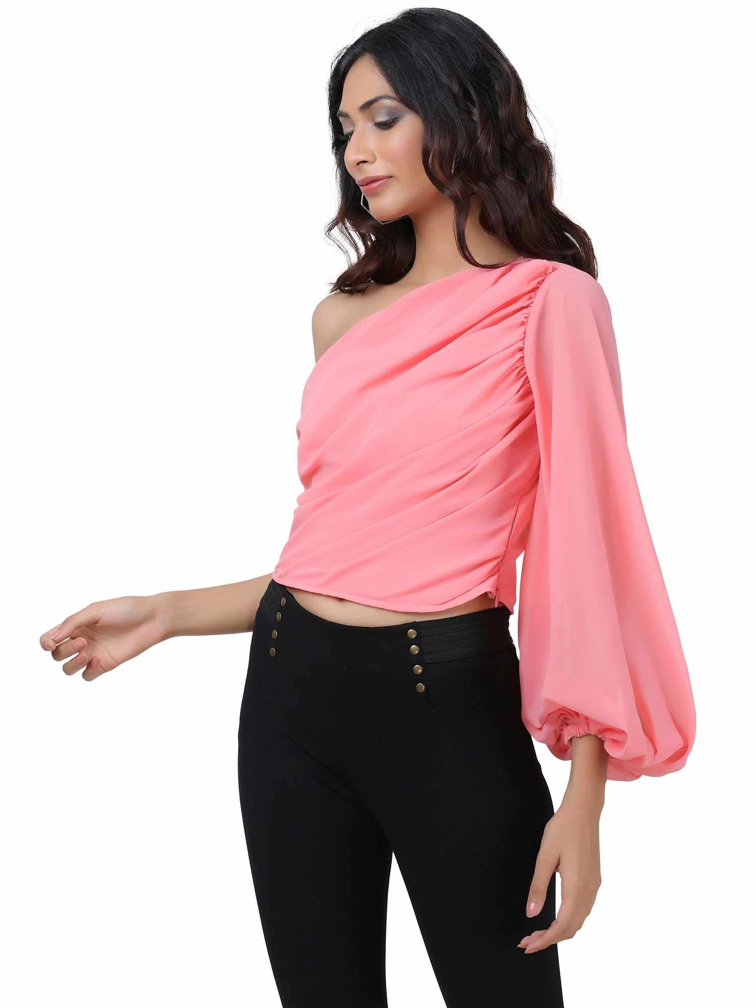 rose pink statement opulent sleeve blouse