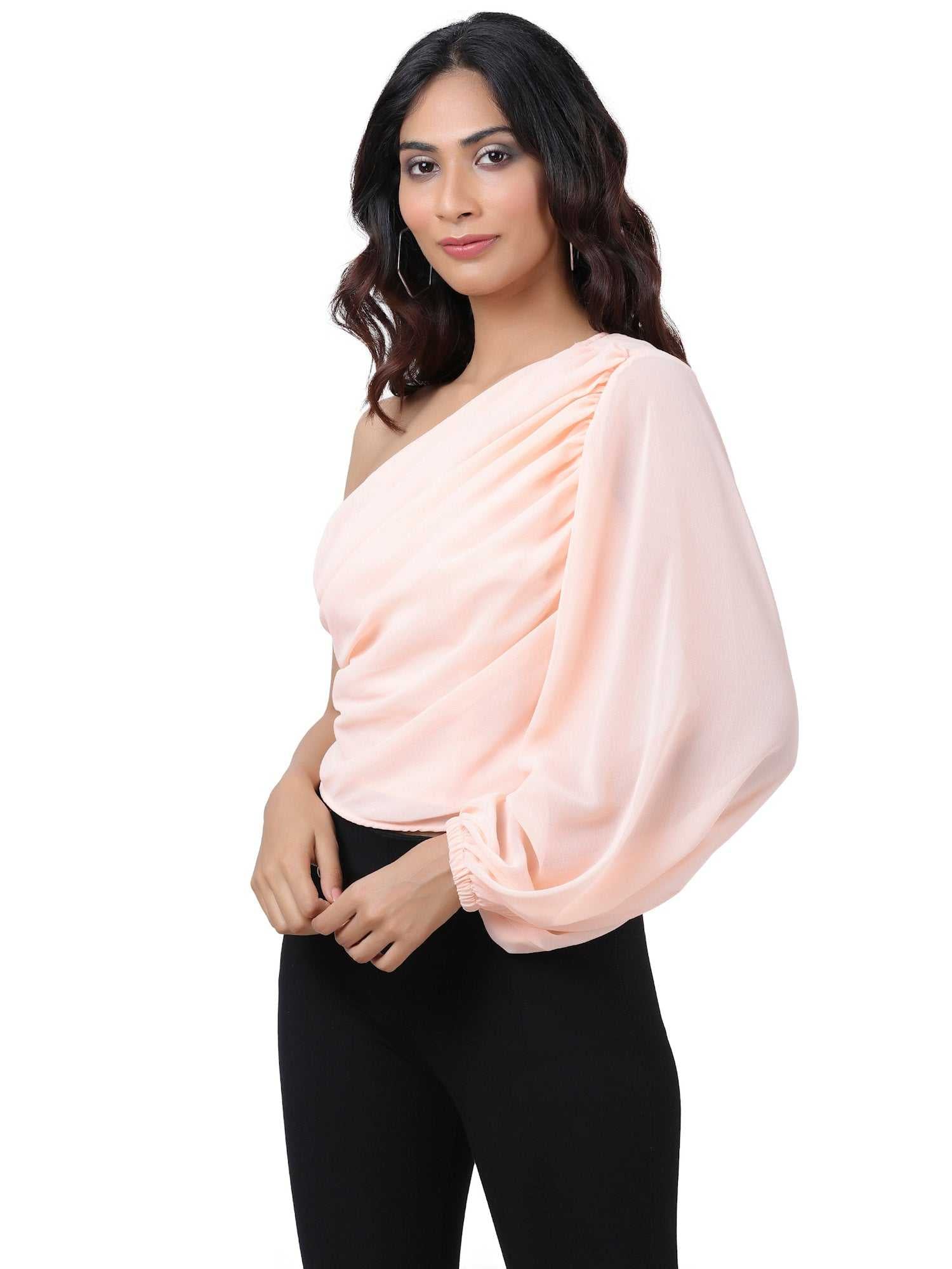 pink statement opulent sleeve blouse