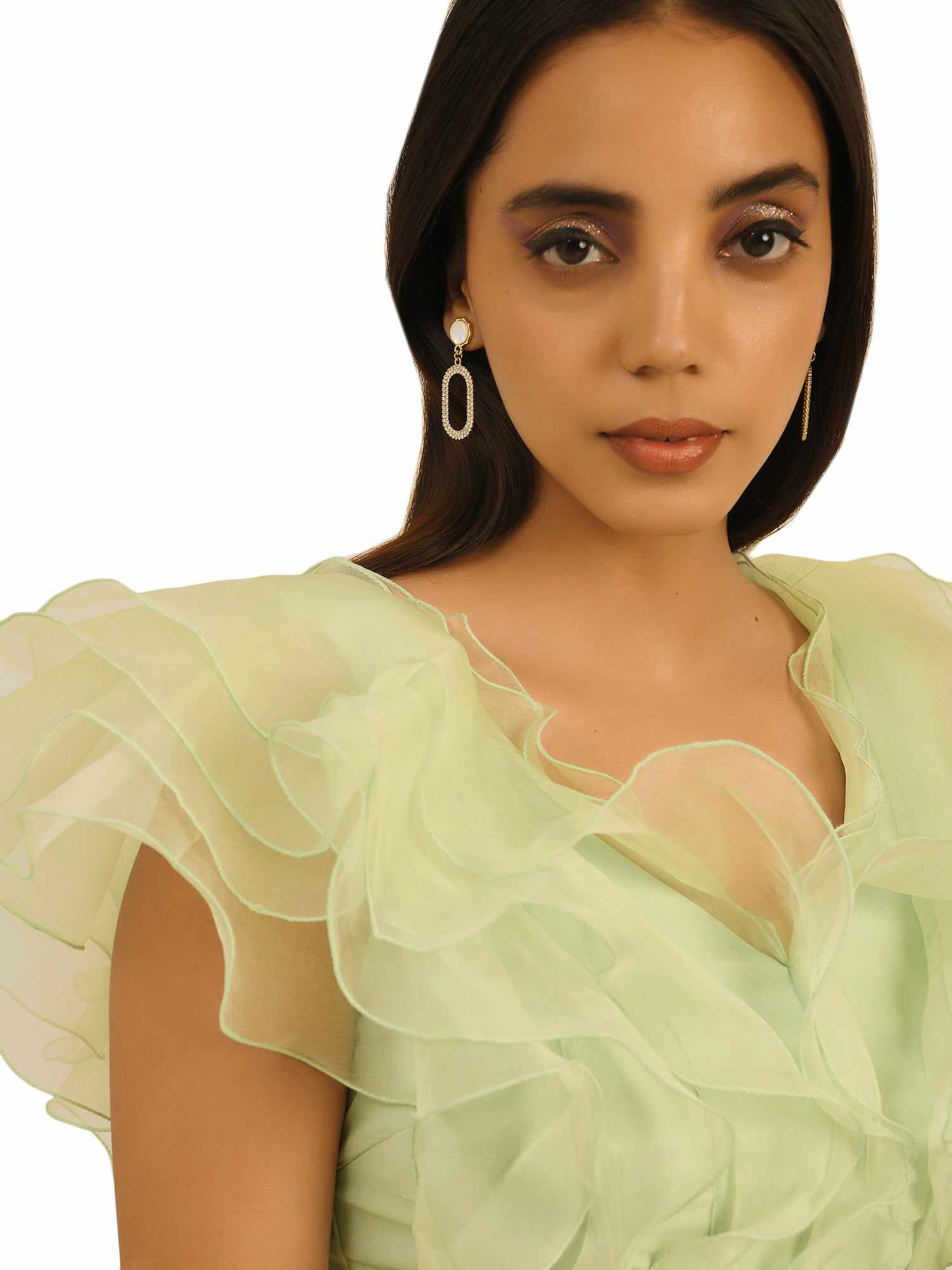 playful ruffles light green crop top