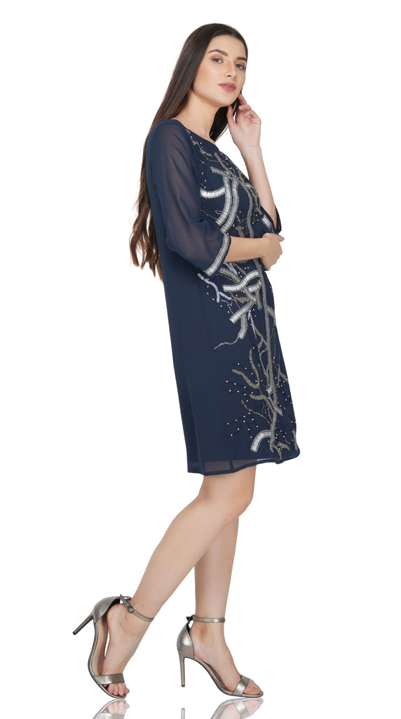 abstract navy dress  