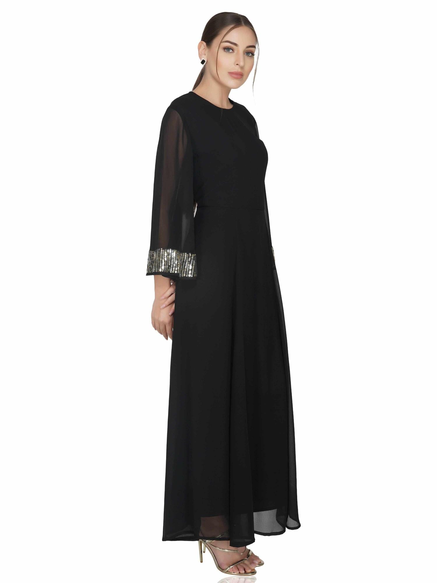 sequins bell cuff gown