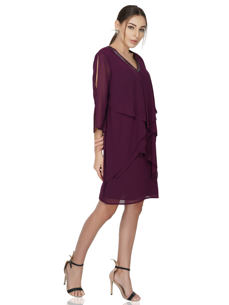 tiered v neck dress