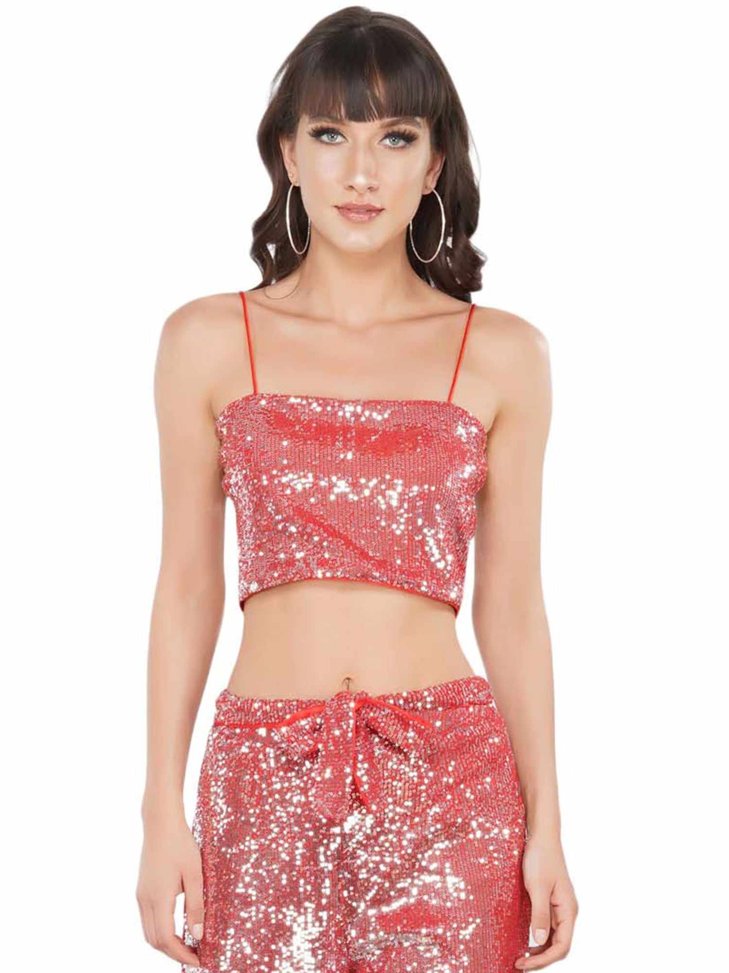 glistening red strappy tank top