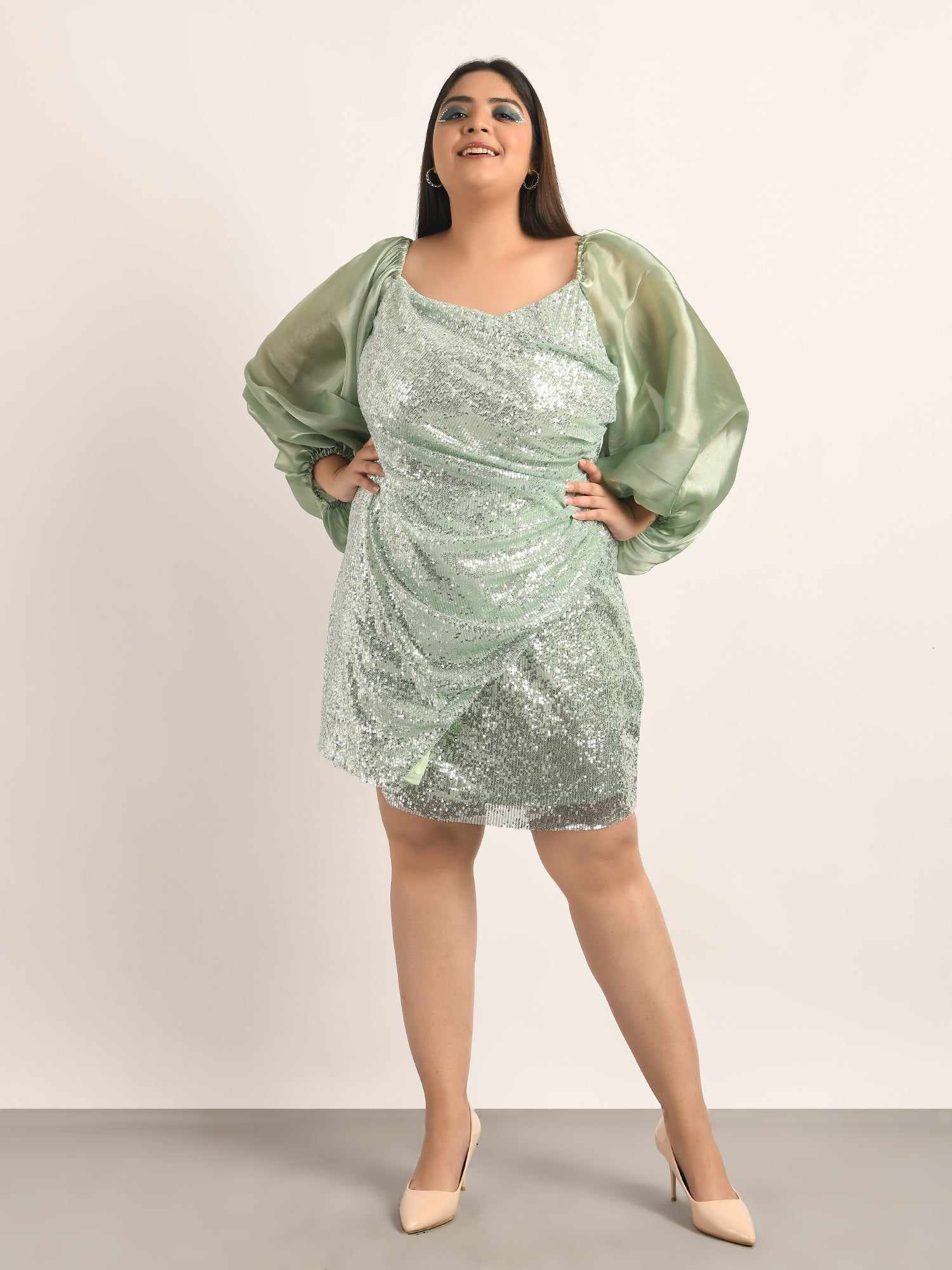 attic curves mesh shimmer soul party dress