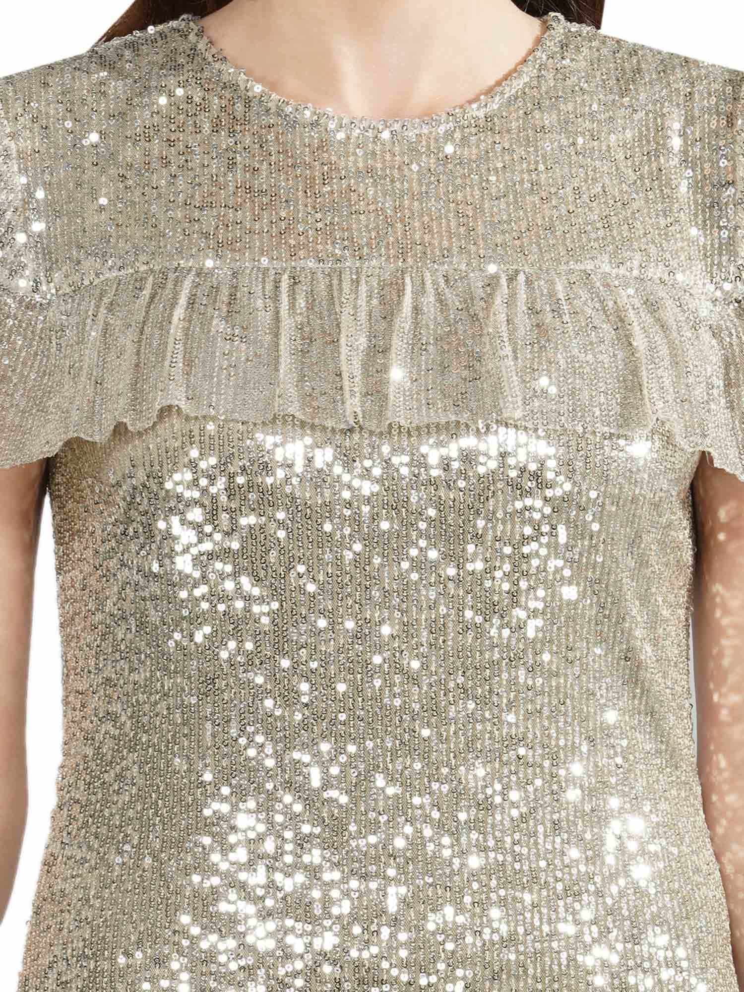 pretty please silver ruffle dress