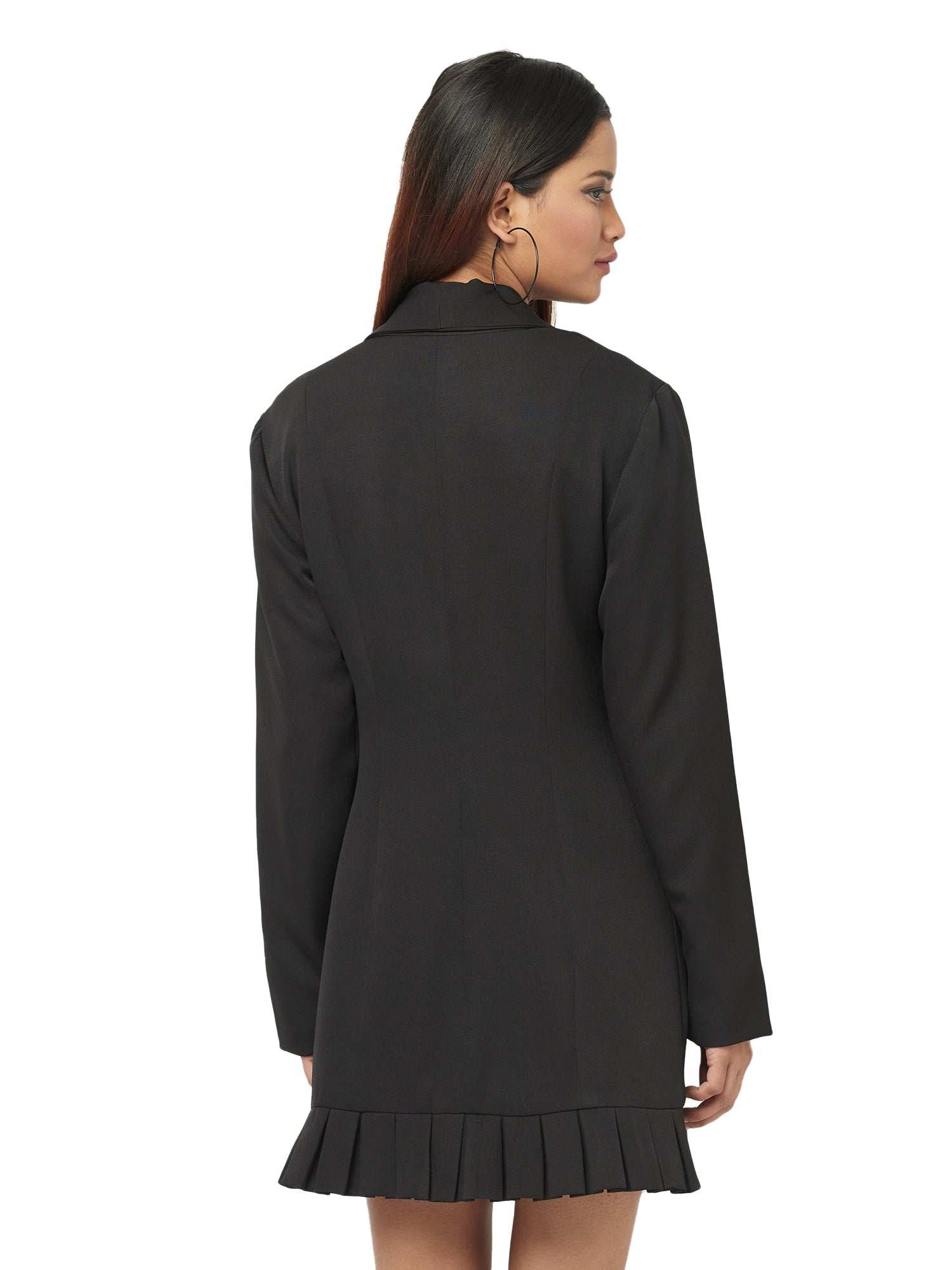 black tailored box pleats dress