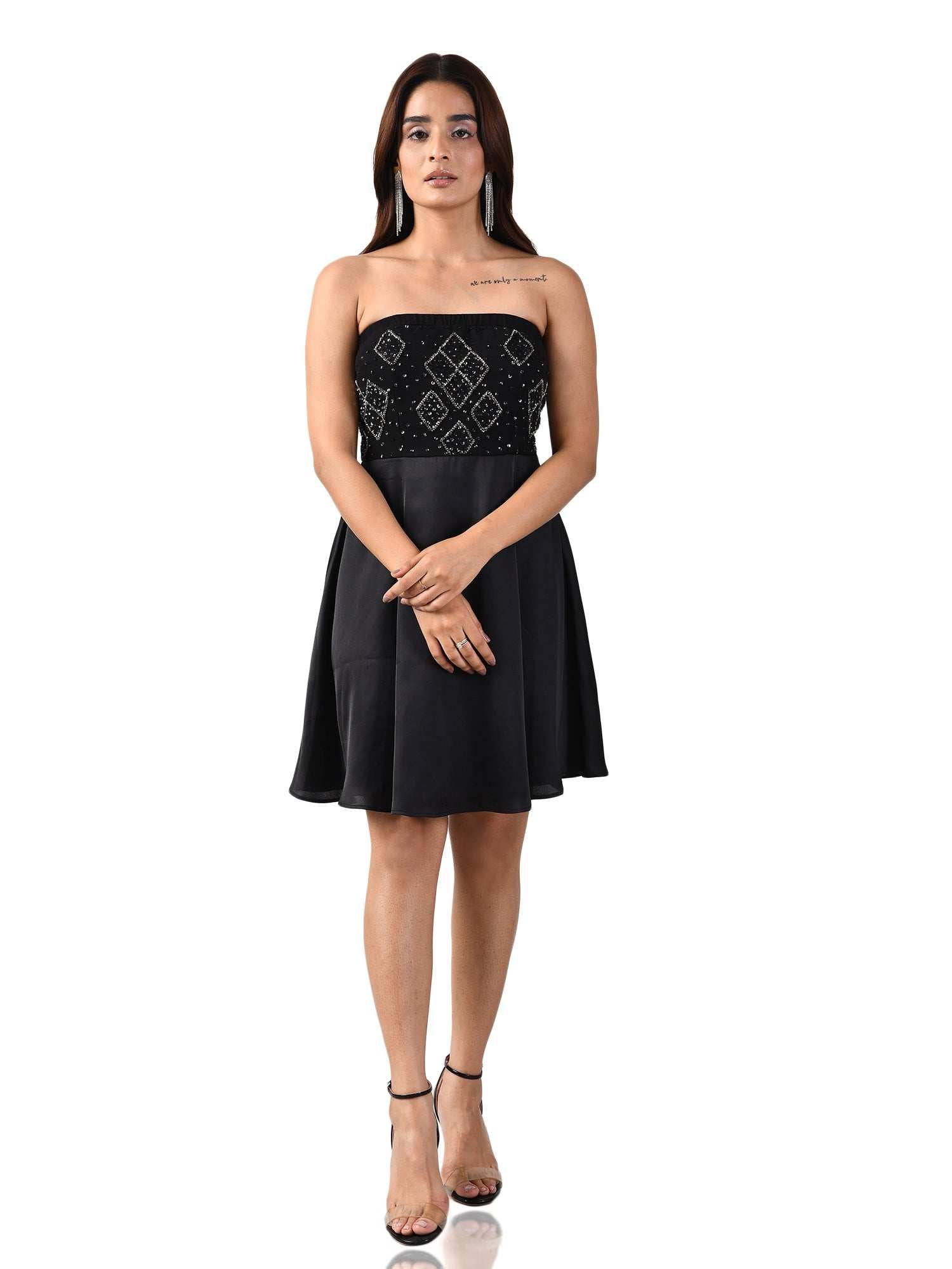 black tube embroidered western wear dress india