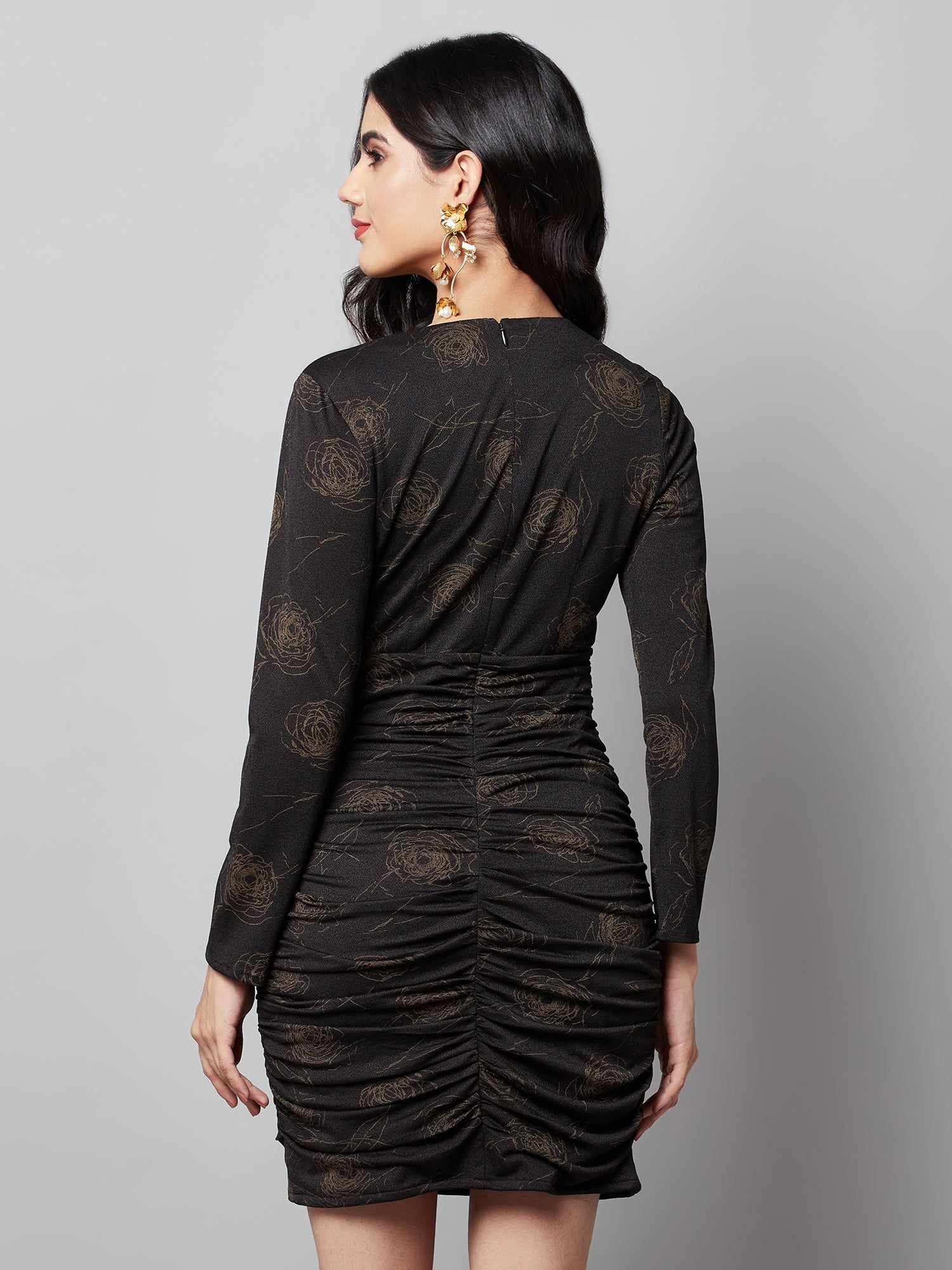 foil kissed blooms black dress