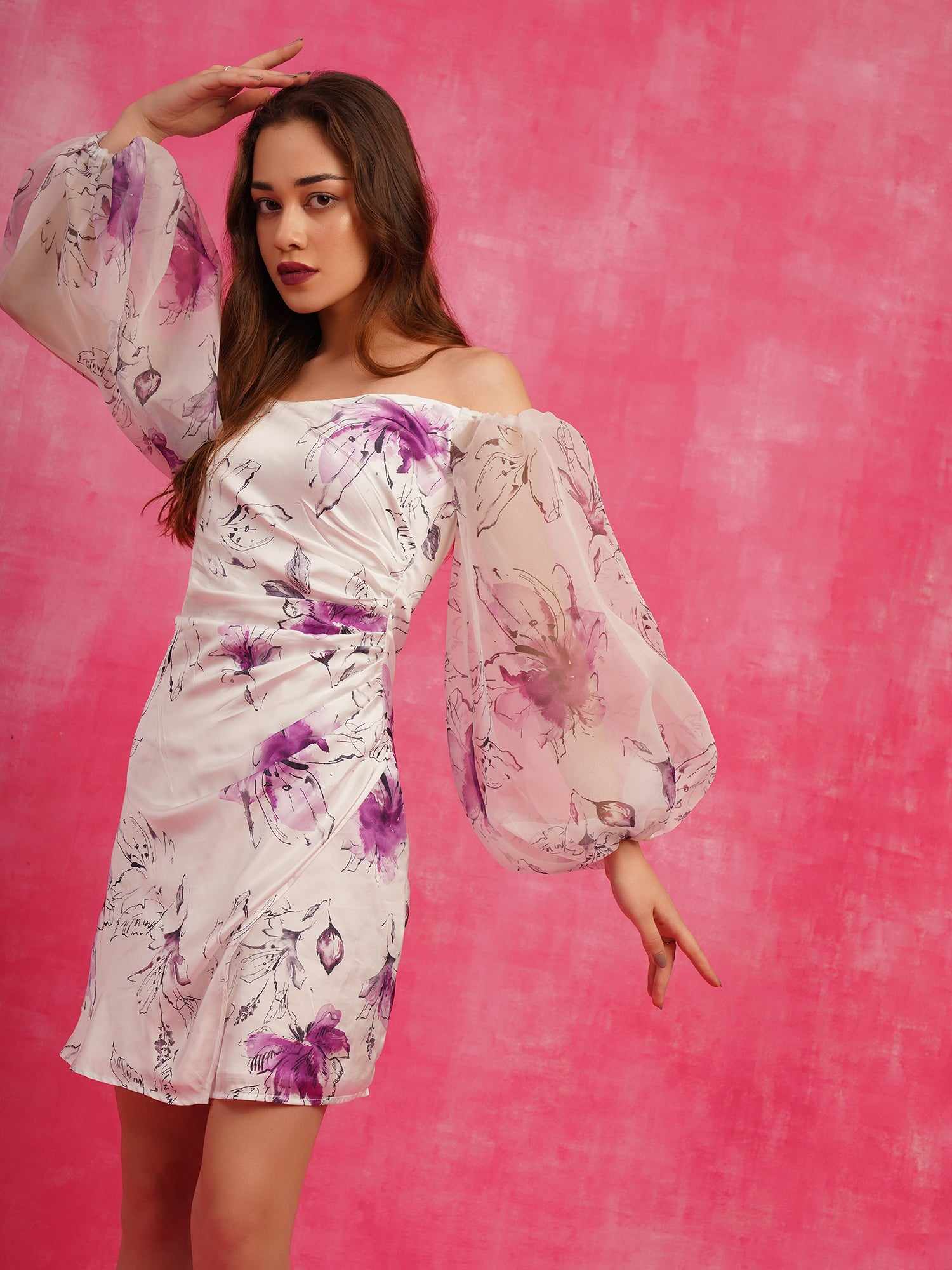 mesh hand printed soul party dress