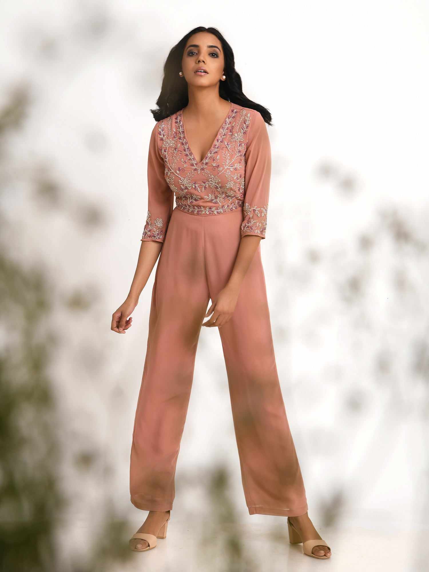 vanilla floral embroidery jumpsuit