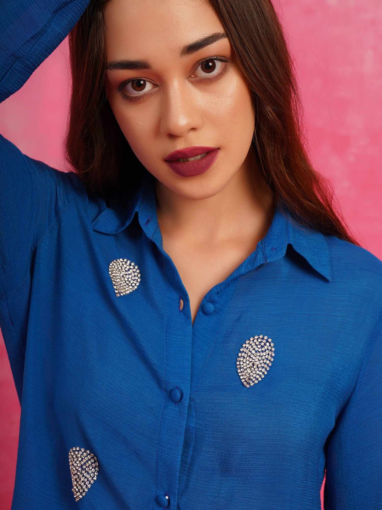 deluxe embellished blue shirt  