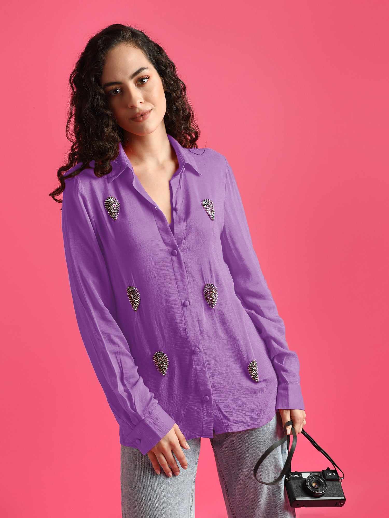deluxe embellished lavender shirt