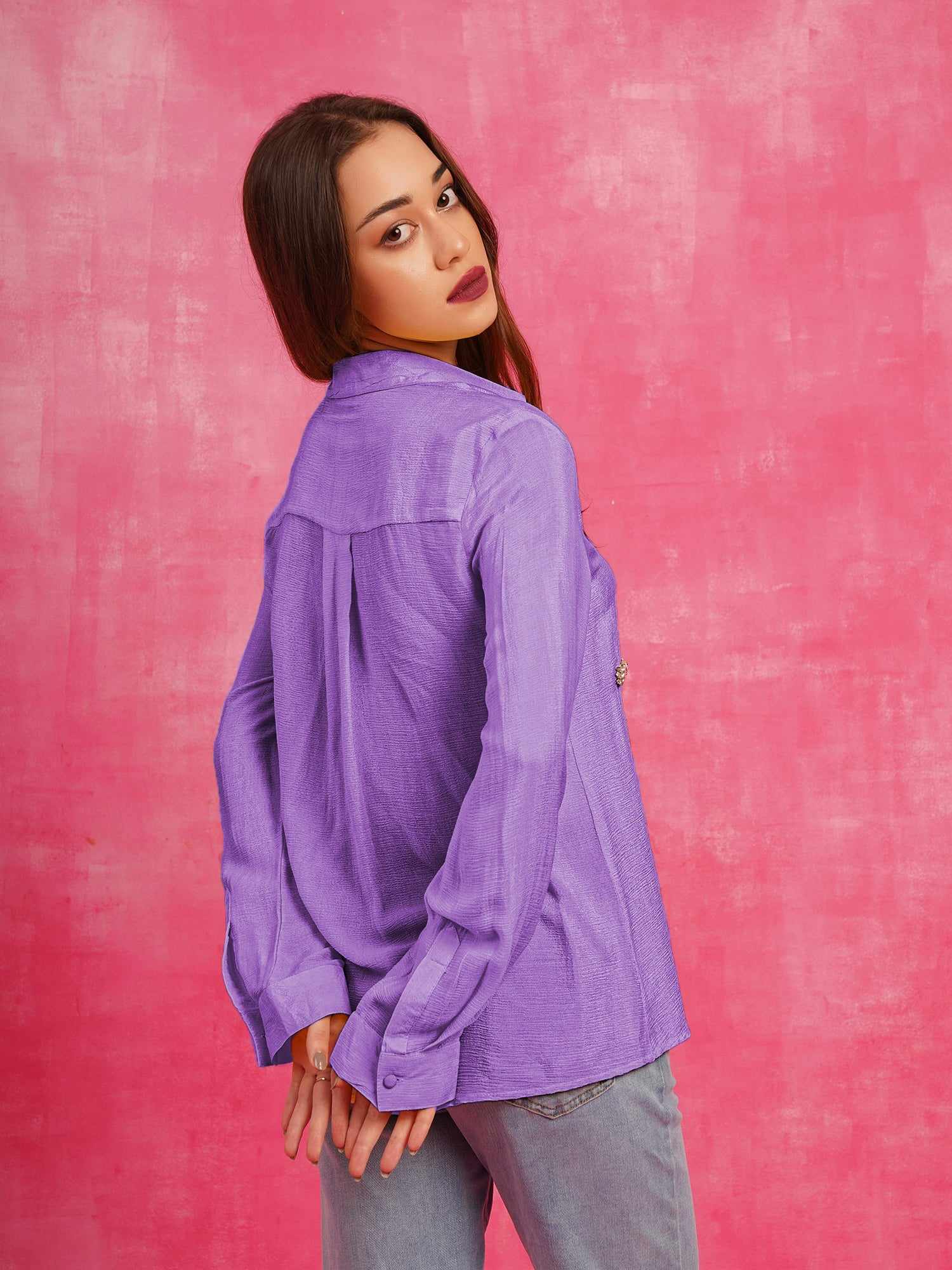 deluxe embellished lavender shirt  