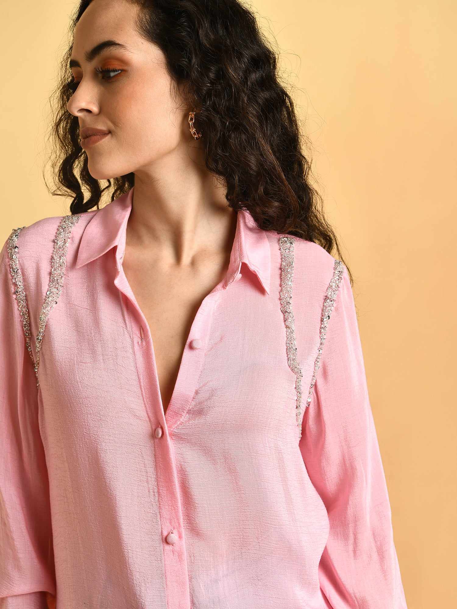 deluxe embellished pink shirt