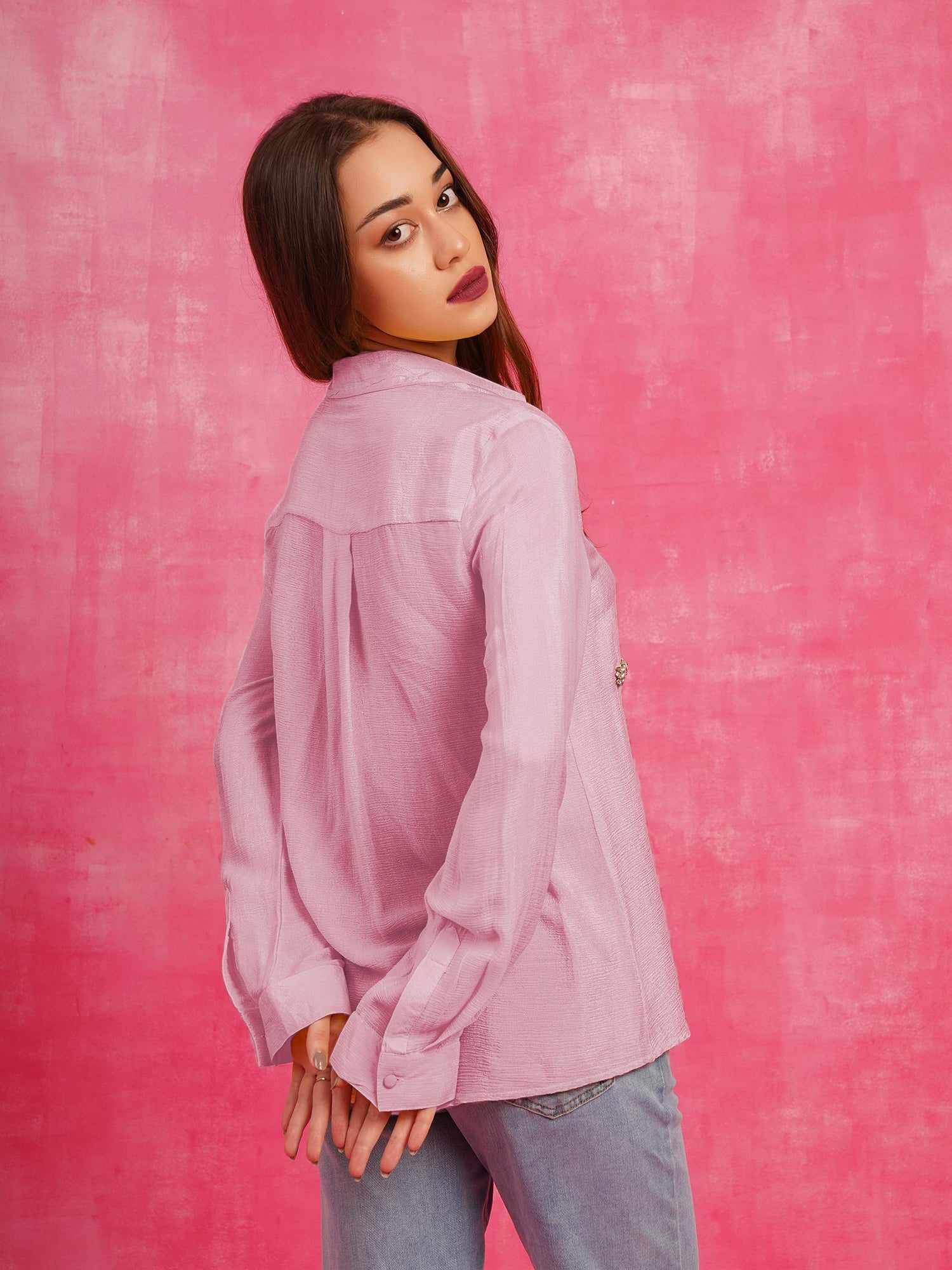 deluxe embellished pink shirt  