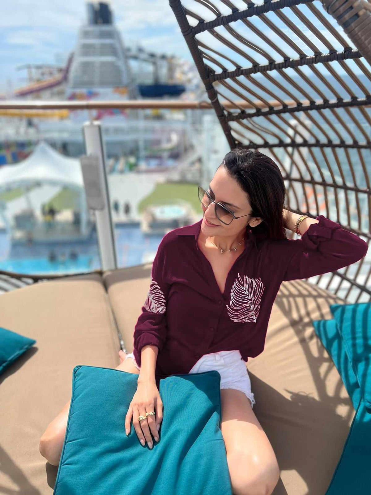 deluxe embellished wine shirt  