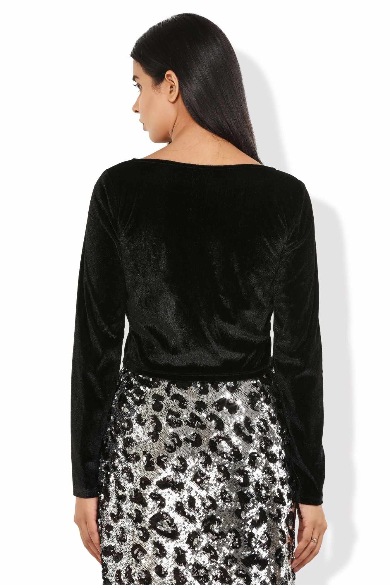 statement rich black velvet top
