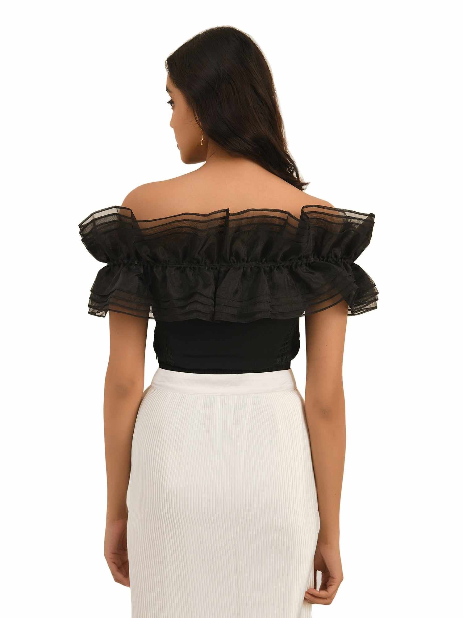 luxury vacay organza ruffle top