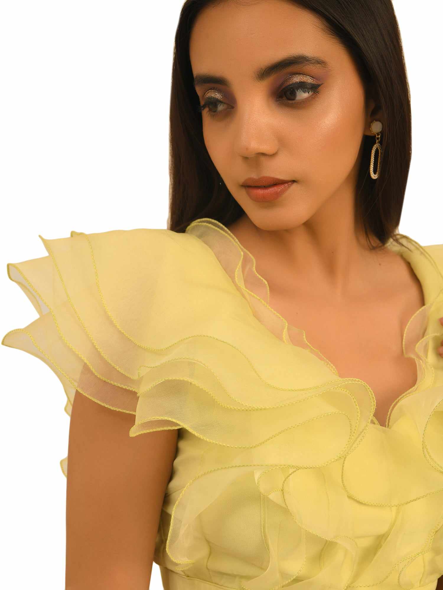 playful ruffles lemon crop top