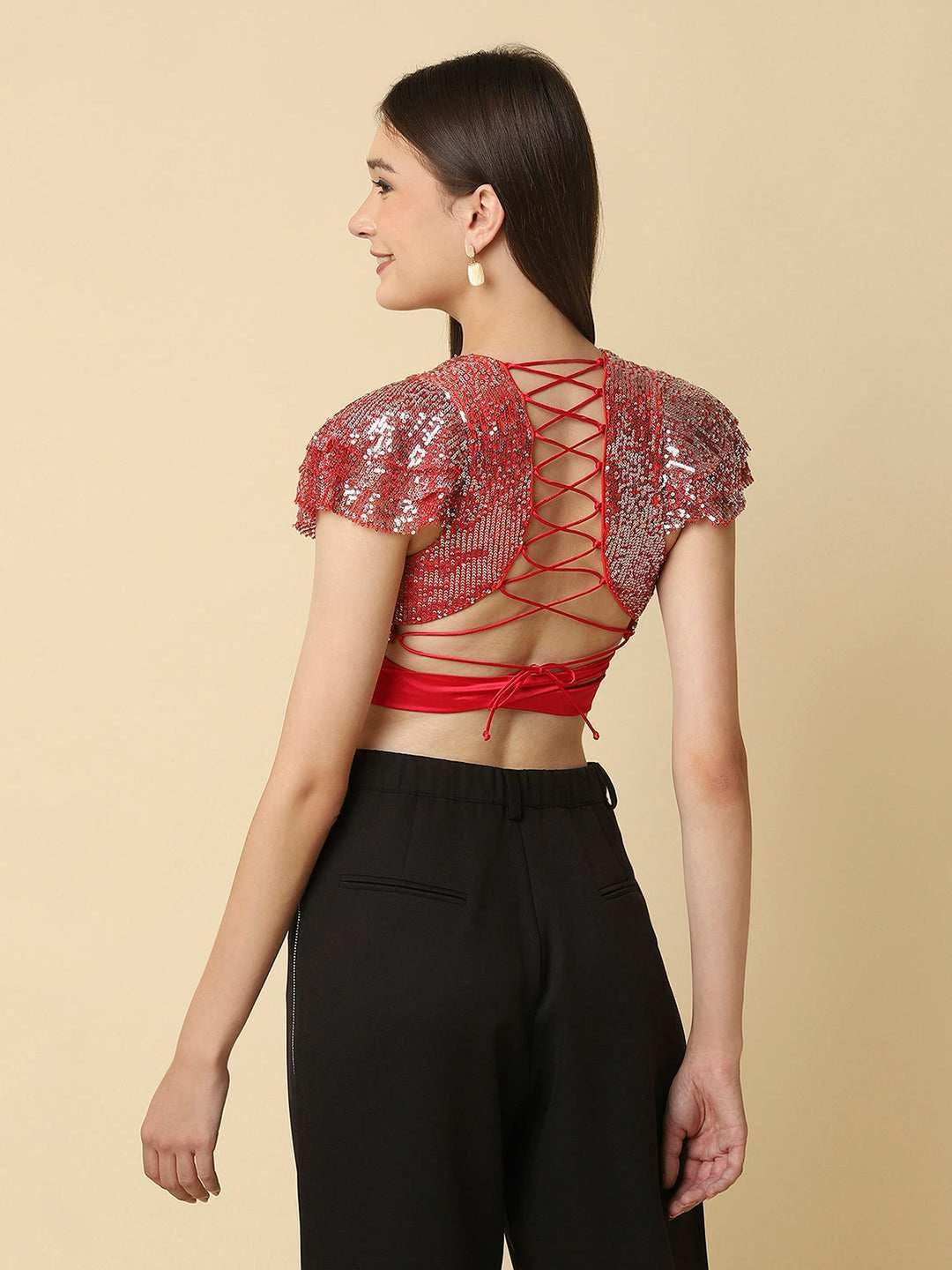 so pretty cut out sequins top  