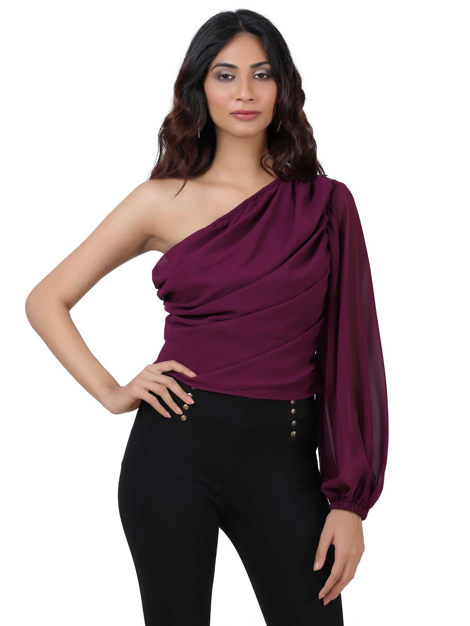 wine statement opulent sleeve blouse