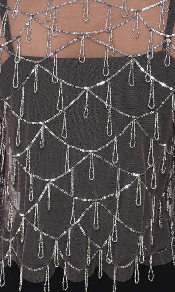 silver beads shrug  