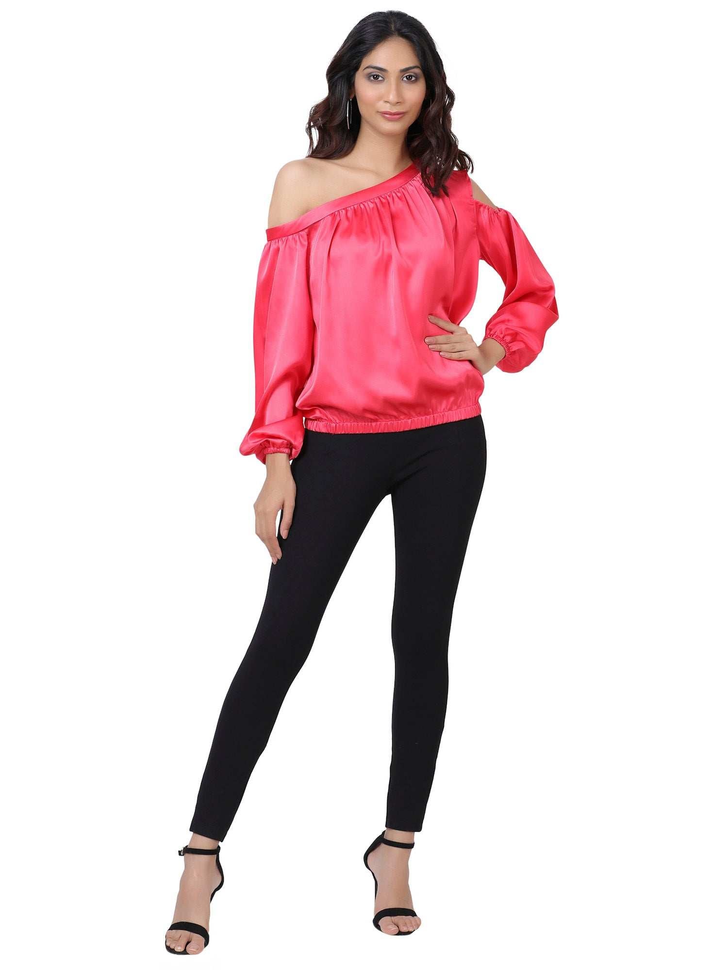 coral cold shoulder top