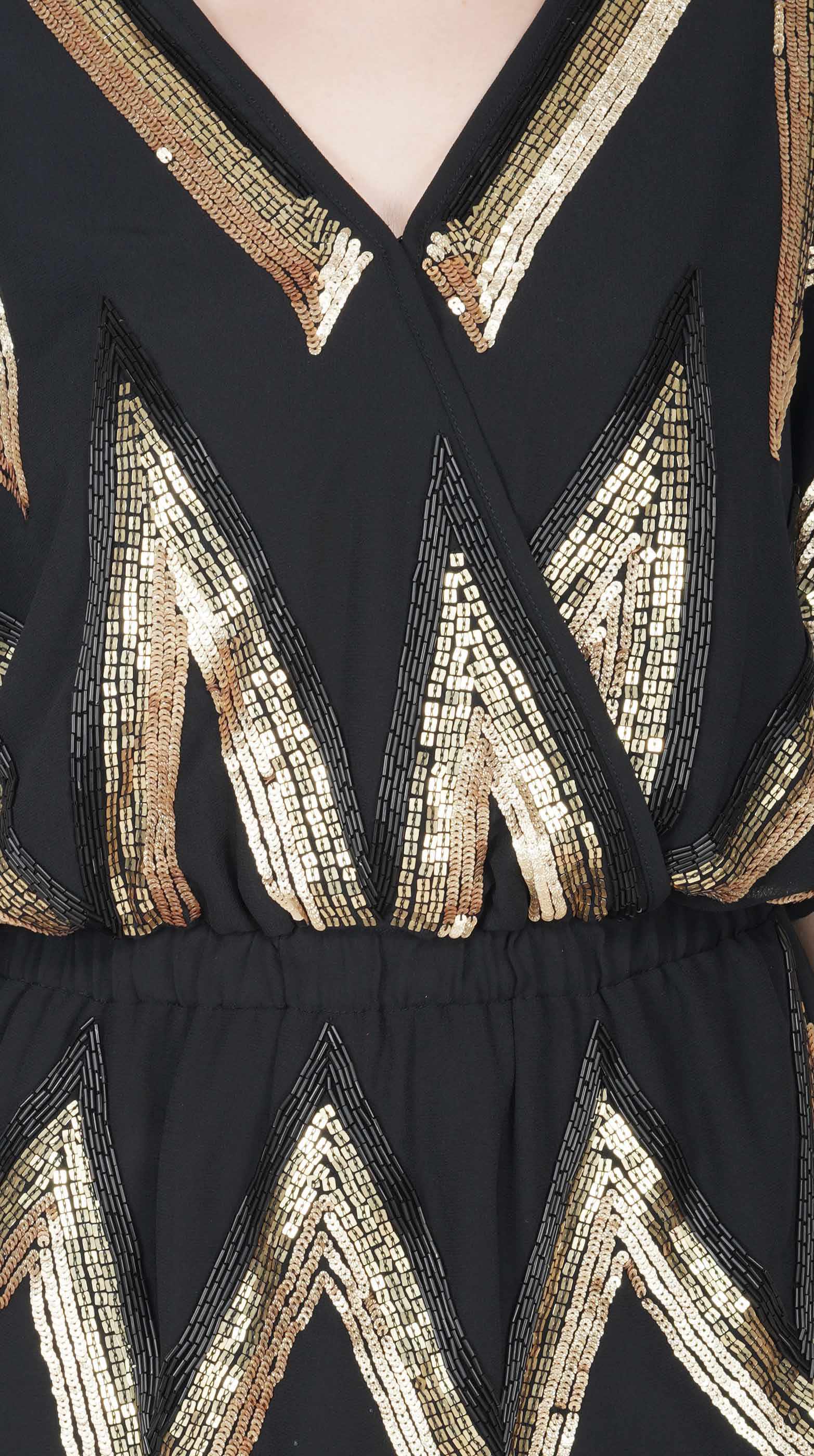 geometric mock wrap dress