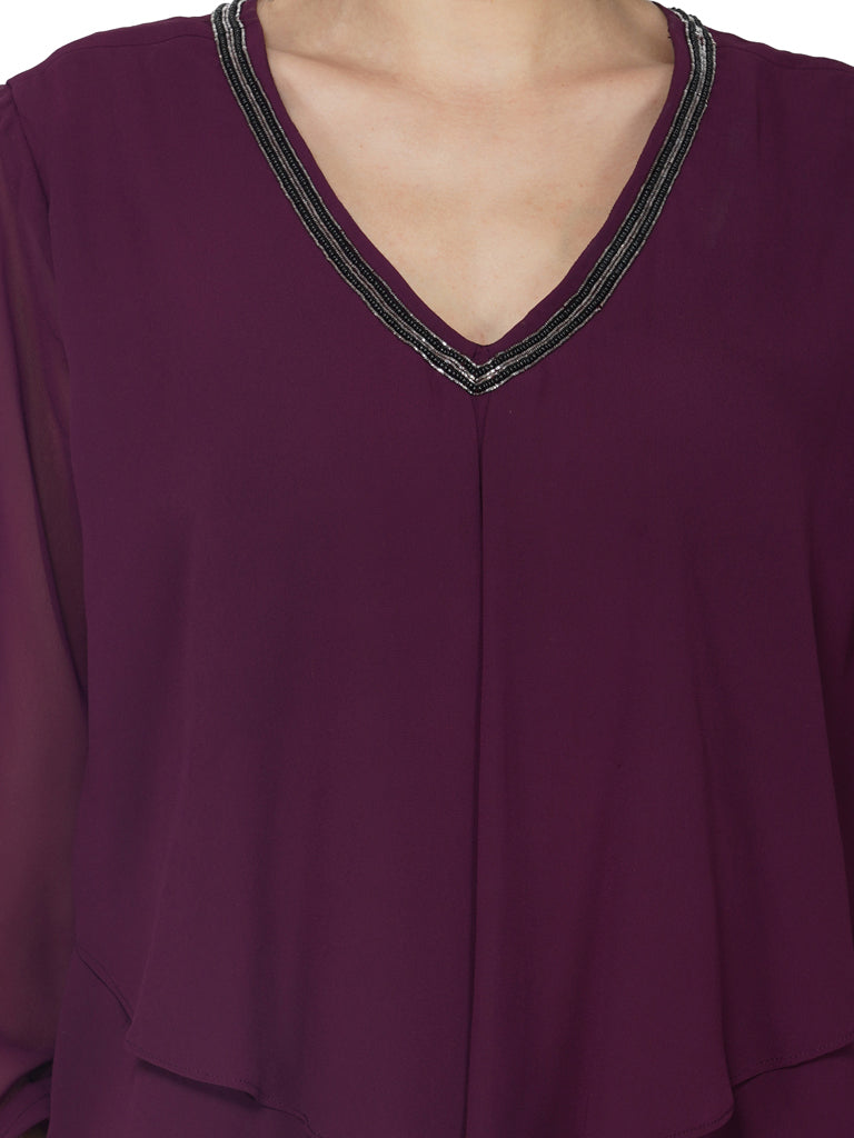 tiered v neck dress