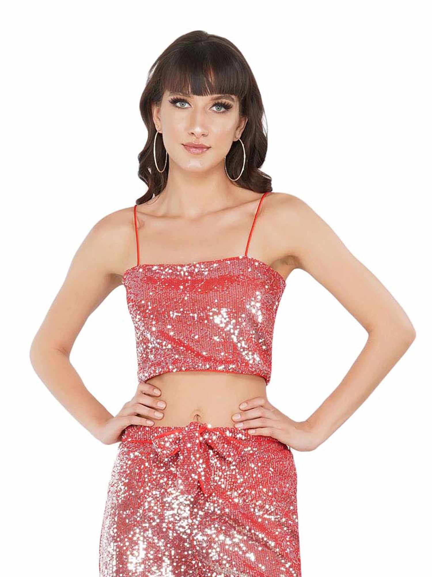 glistening red strappy tank top