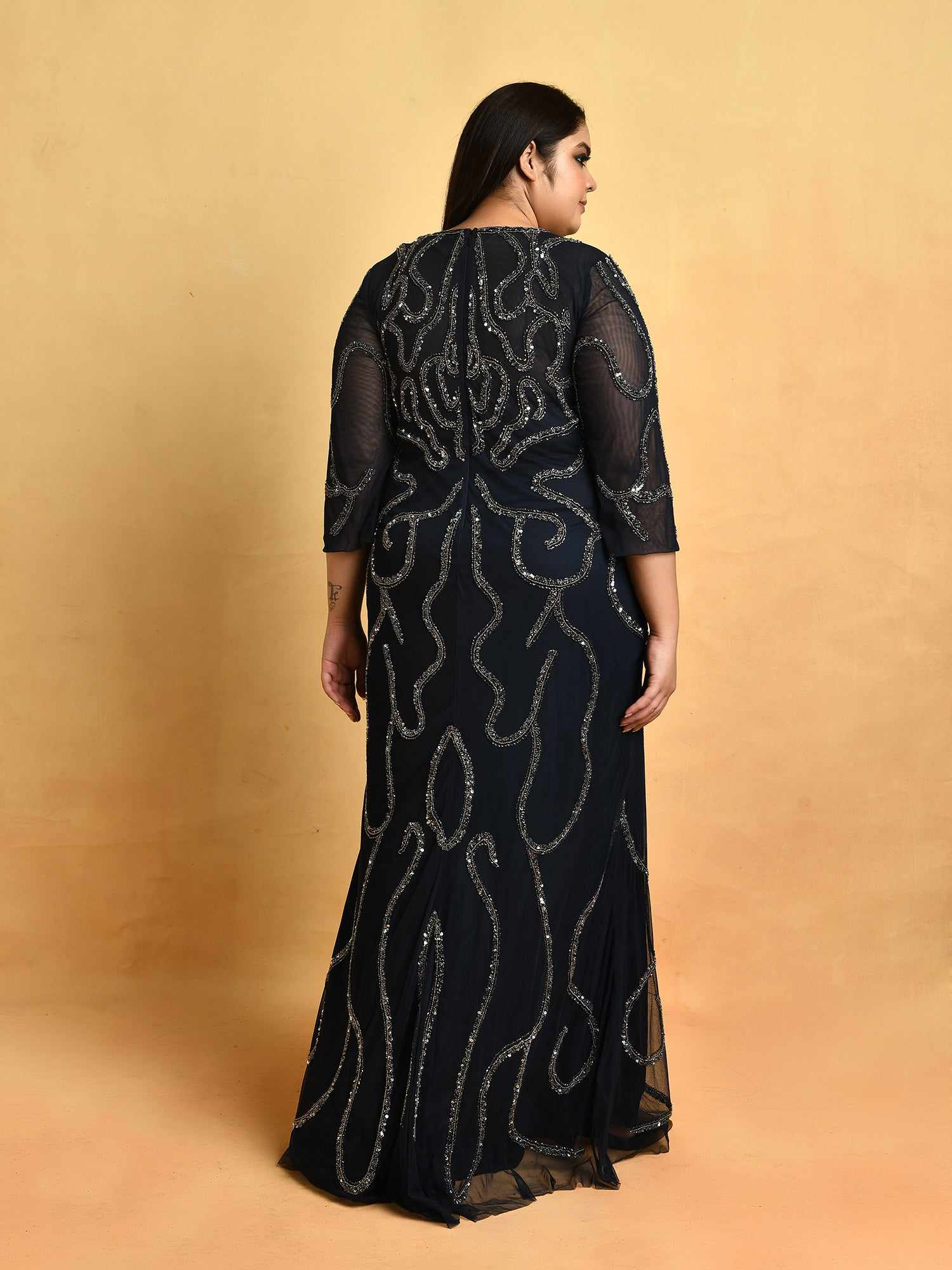 attic curves ever pretty embellished navy gown