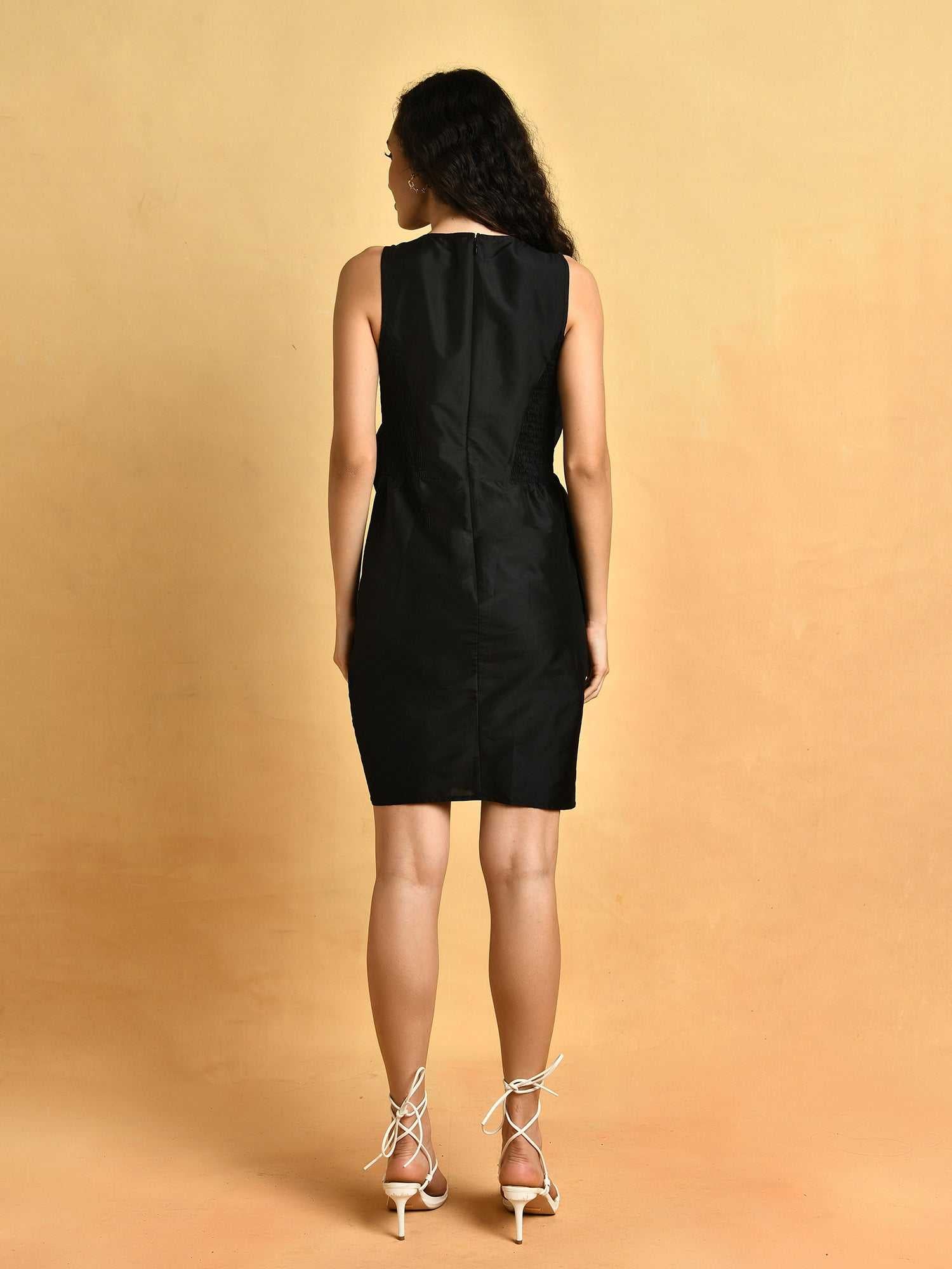 black oversize ruffle party dress