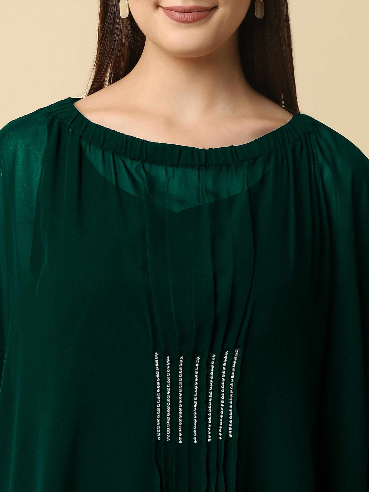 green kaftan dress