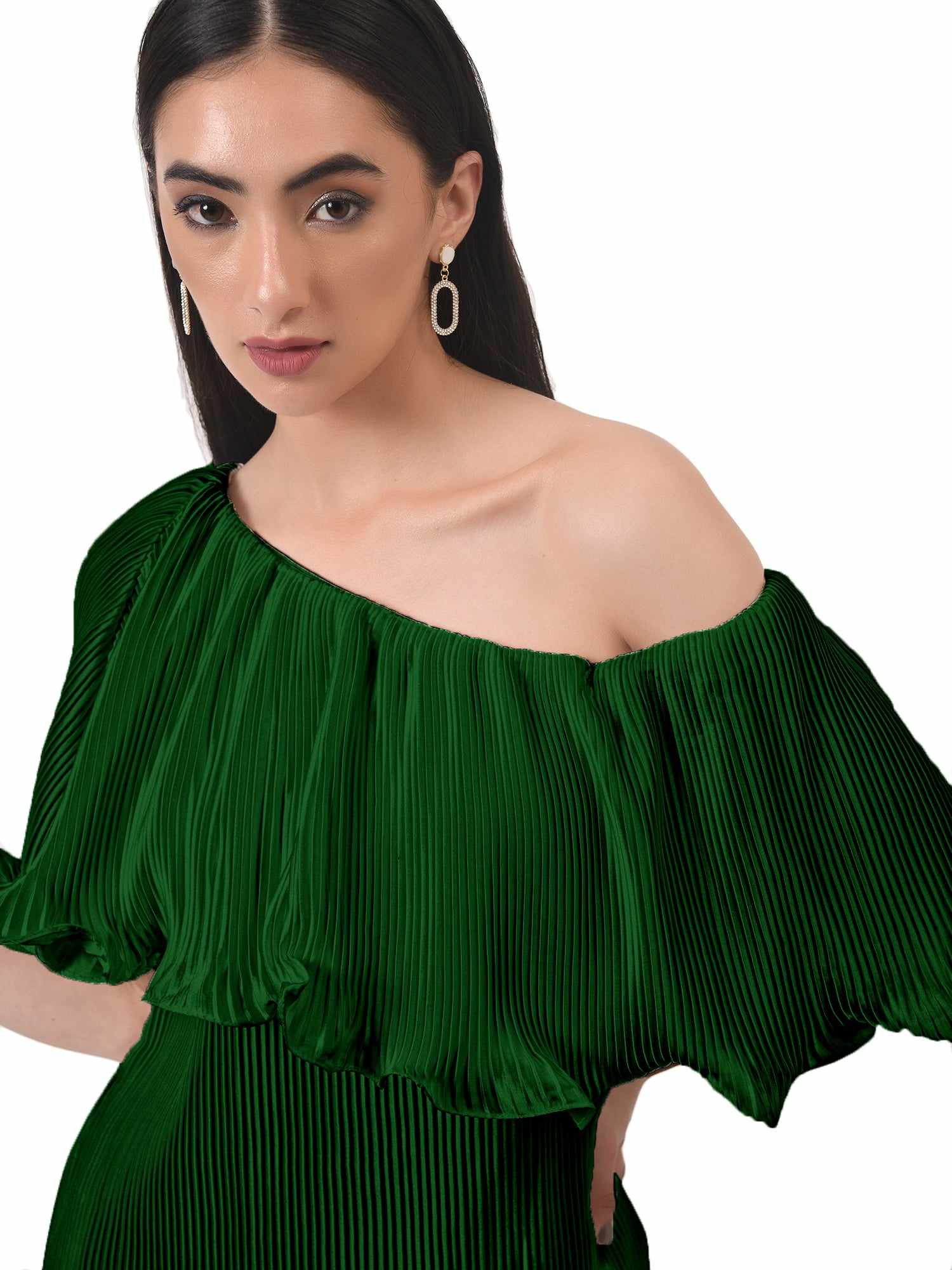 imaginative pleated light green dress  