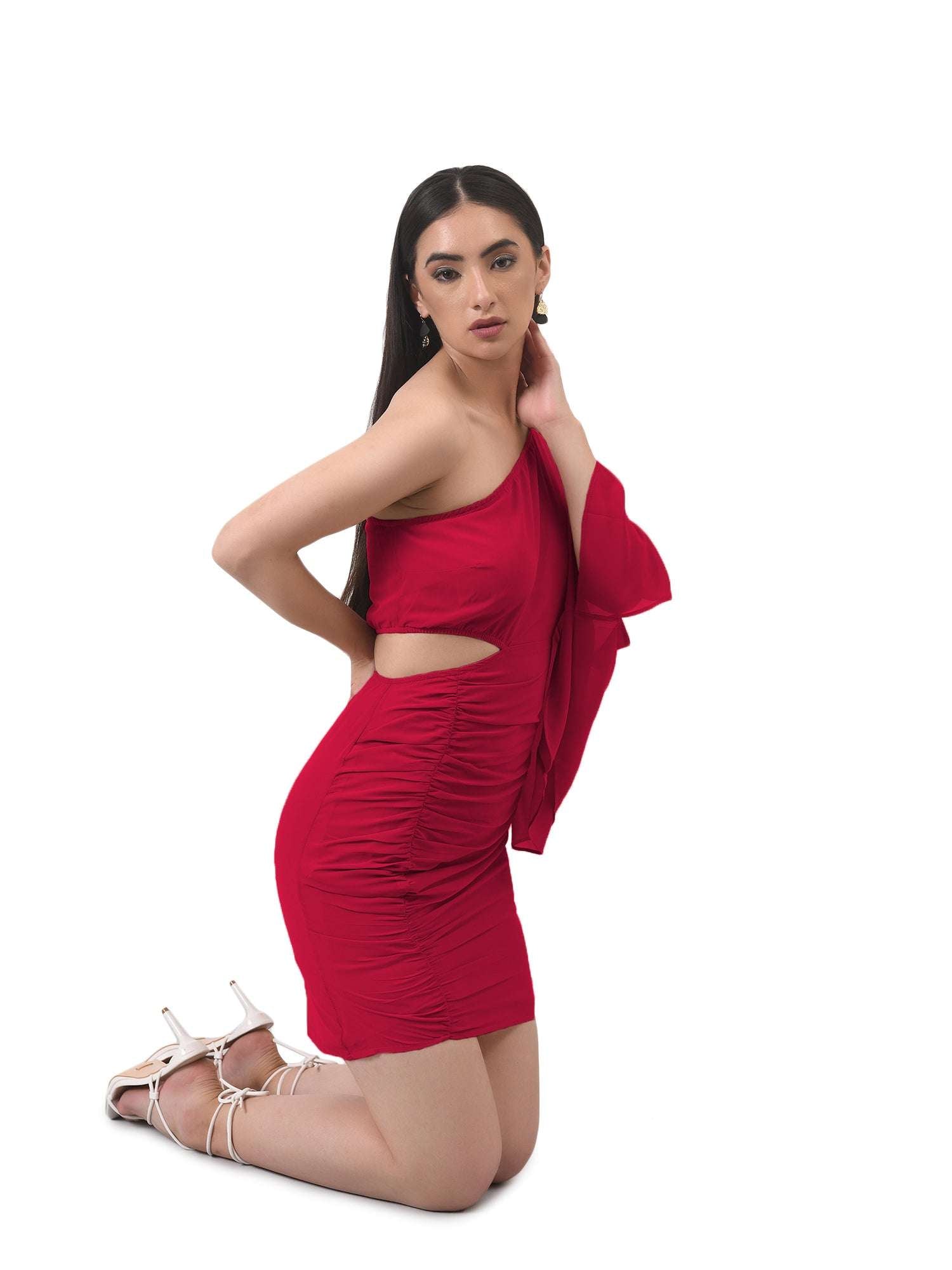 ruche over me sassy red dress