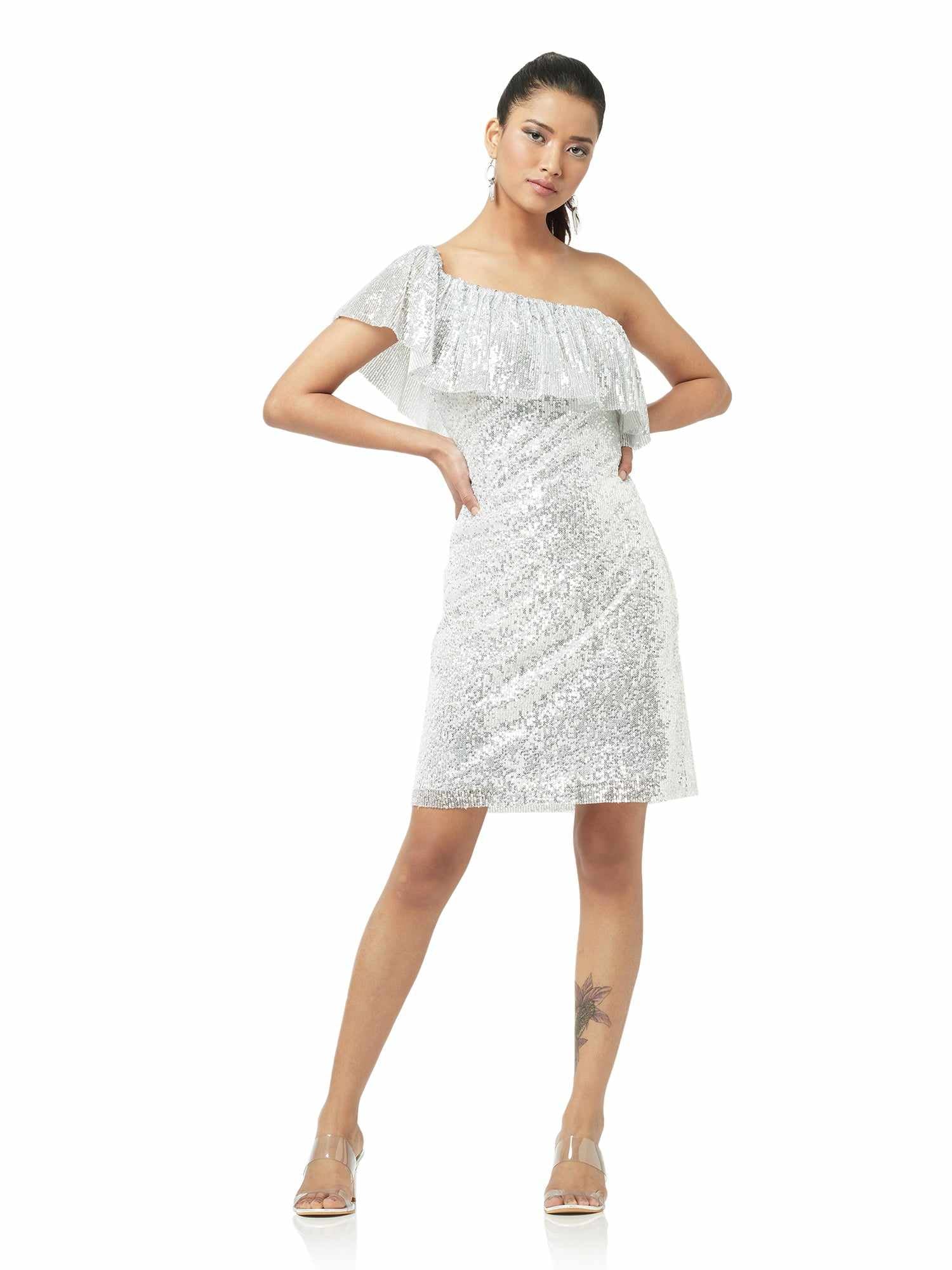 white love ruffles party mini dress