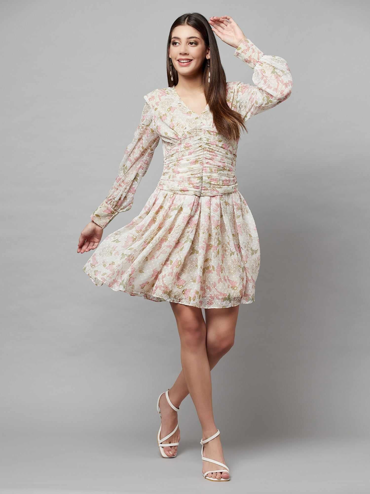 WHITE SWISS DOT MESH DRESS