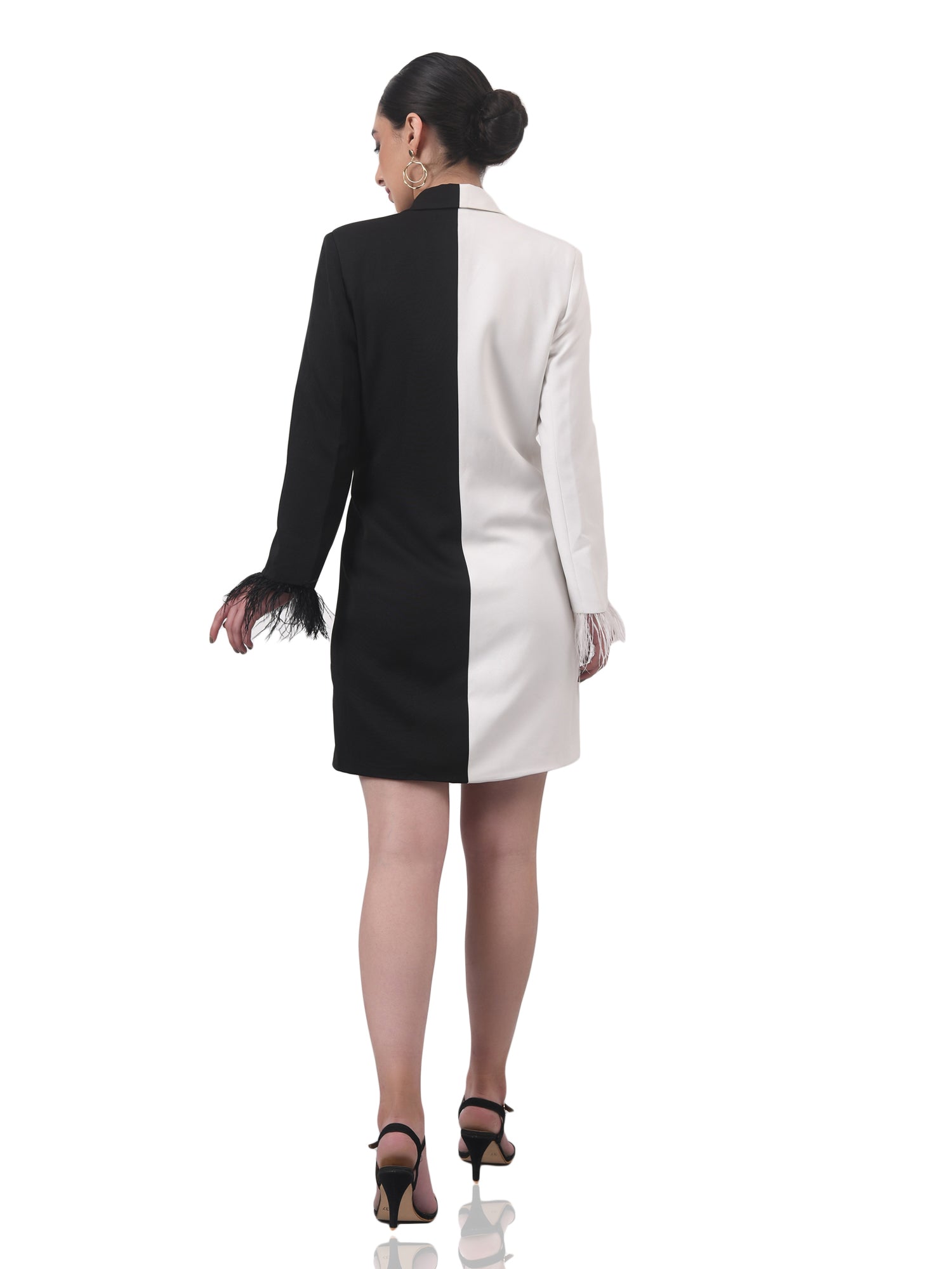white black mini blazer dress