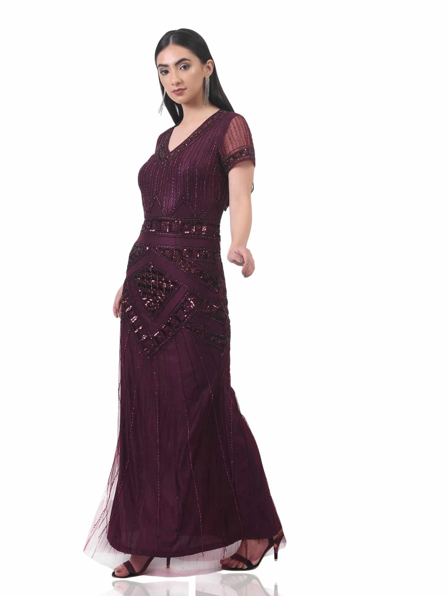desert wine embellished gown