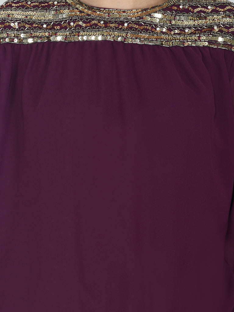 yoke and hem sequin top  