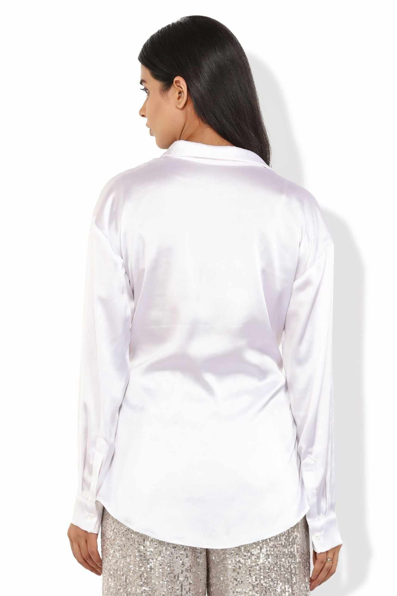 satin soft ruched shirt