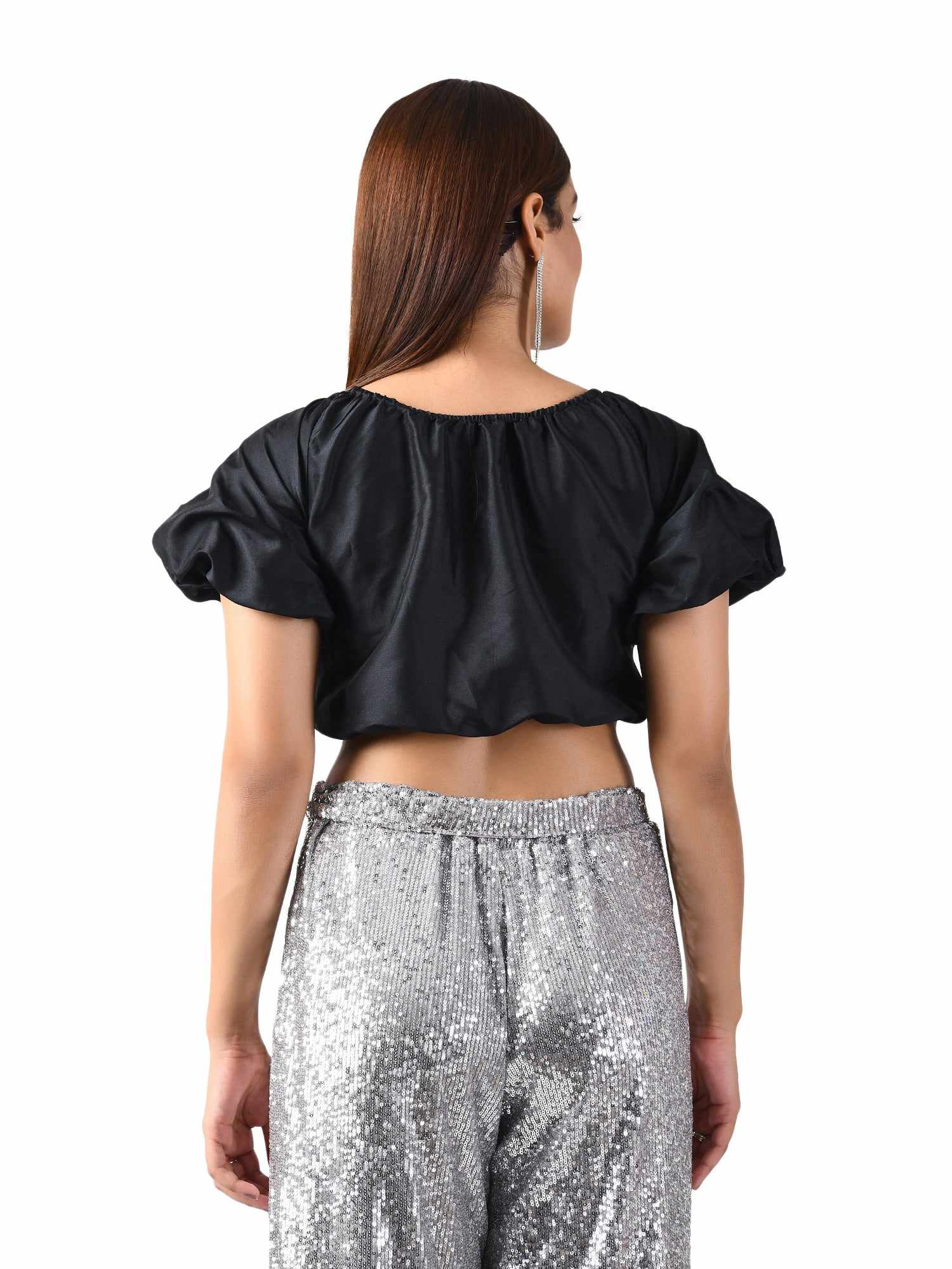 black front knotted crop top