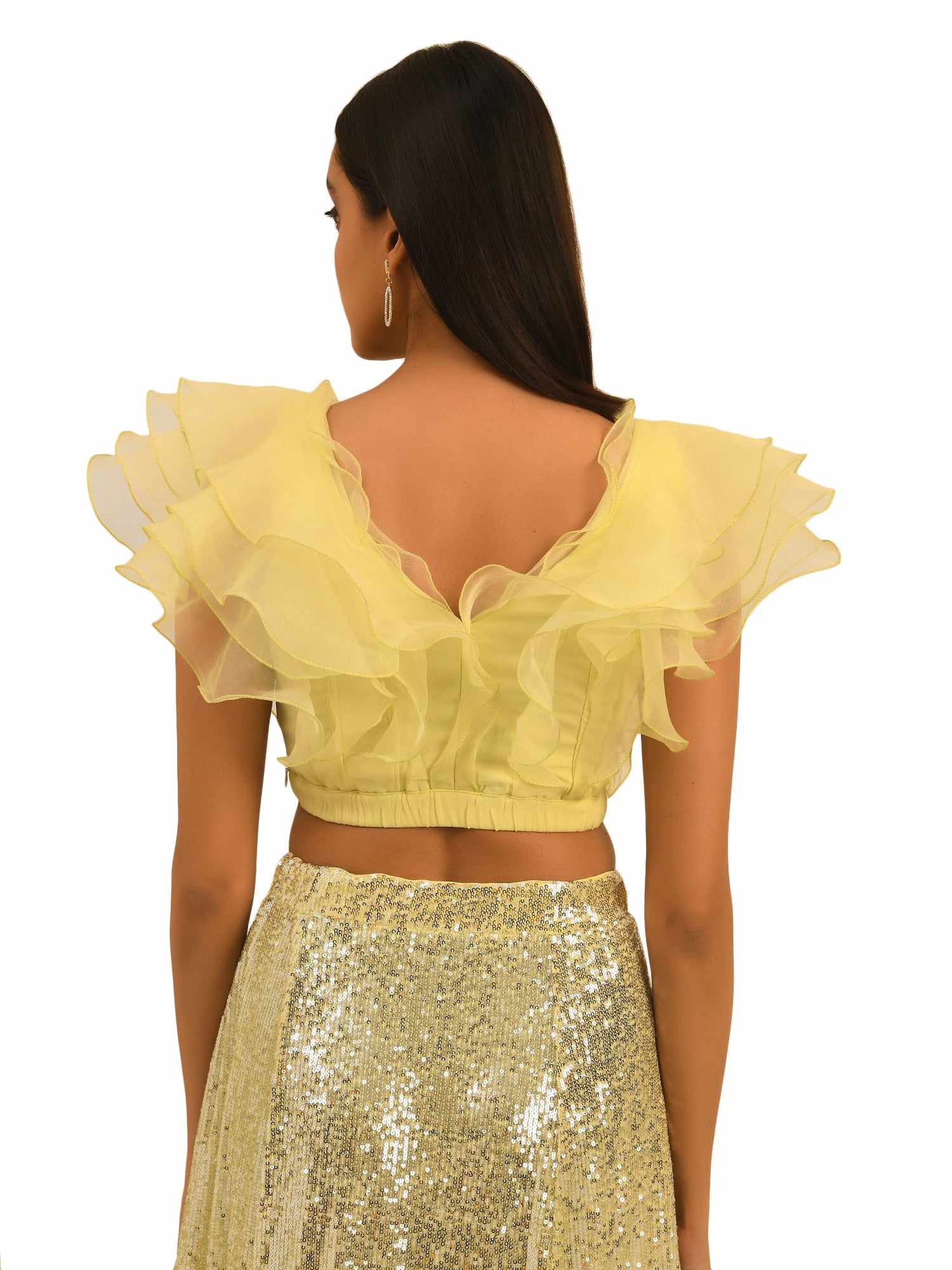 playful ruffles lemon crop top