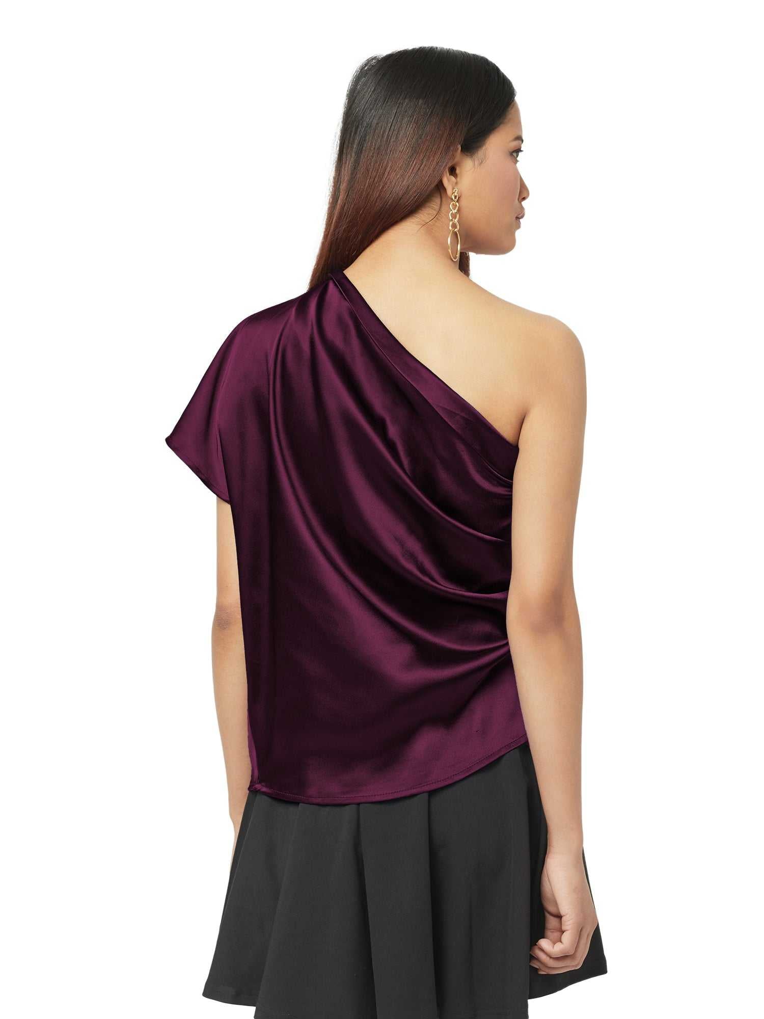 shiny satin ruched top  