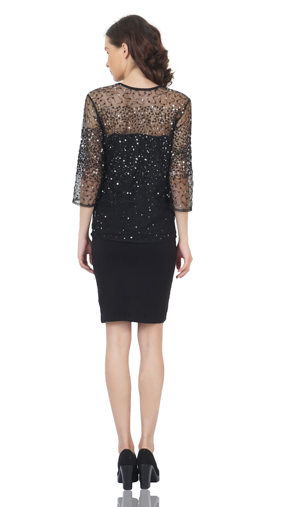 all over sequin shimmer tulle top