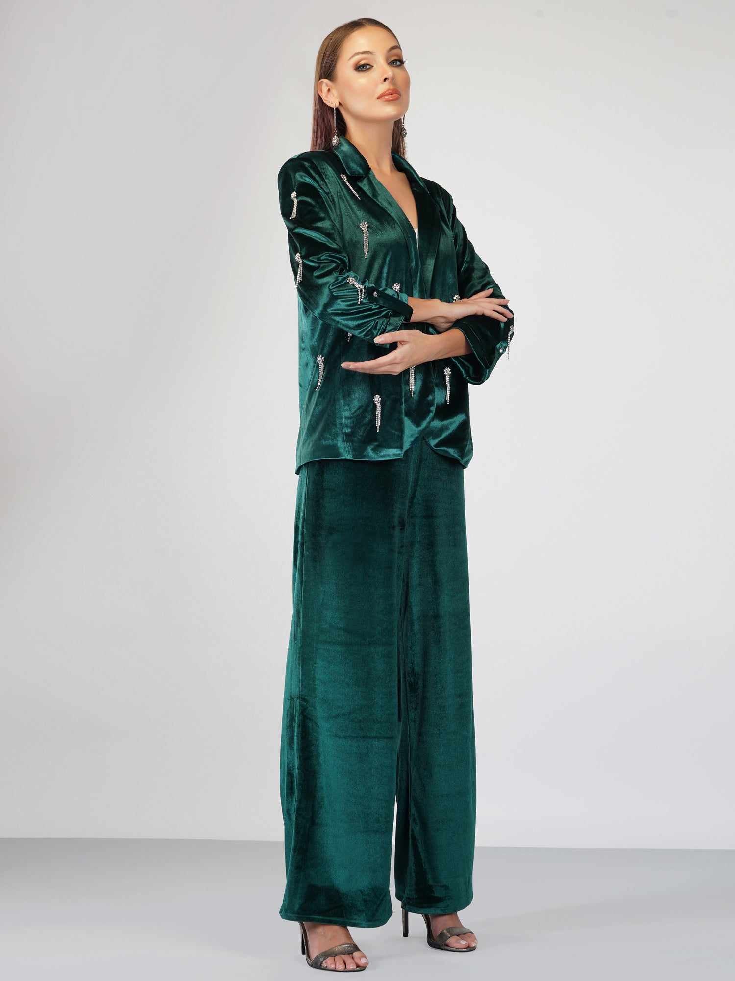 green velour party blazer
